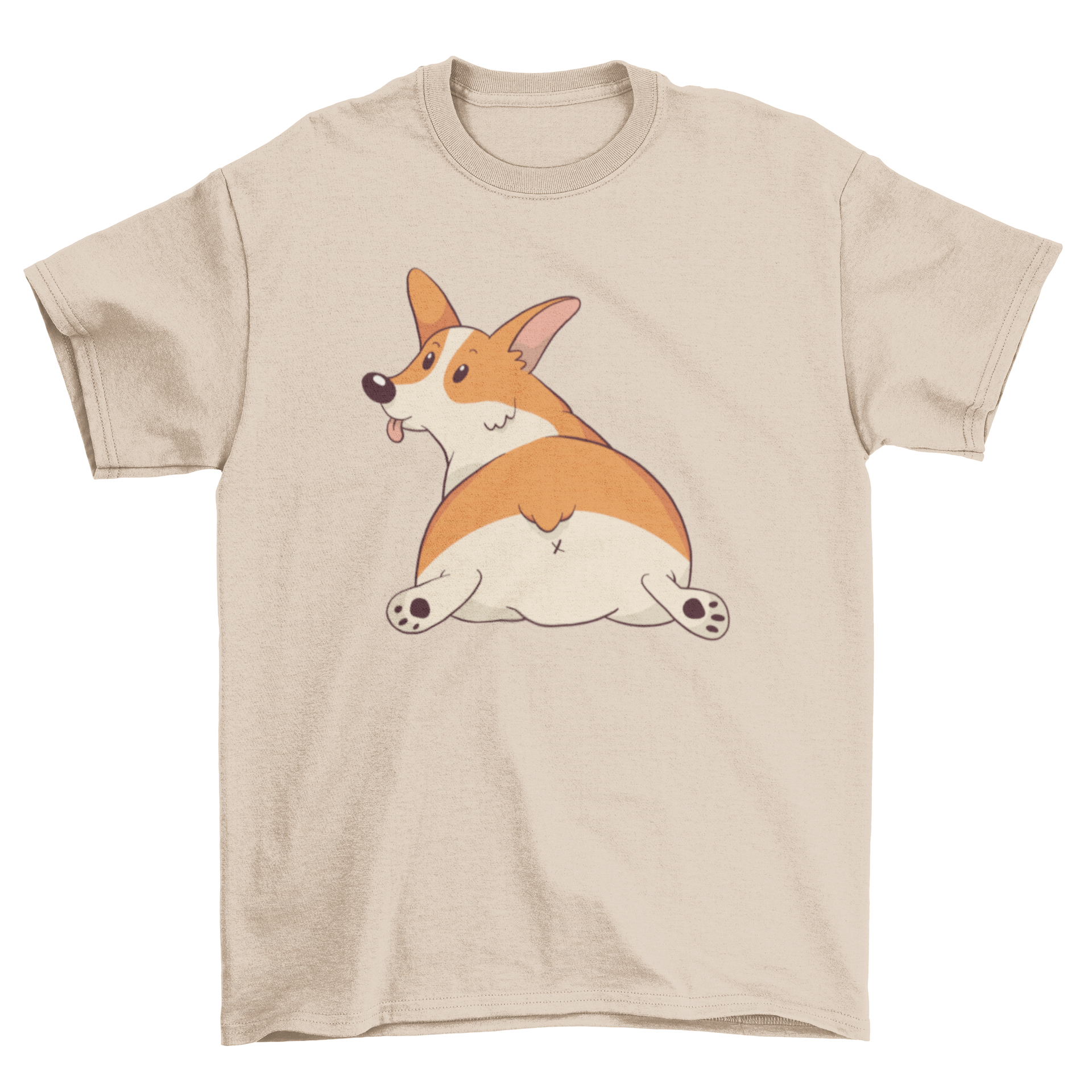 A cute corgi graphic printed on a soft t-shirt, perfect for animal lovers.