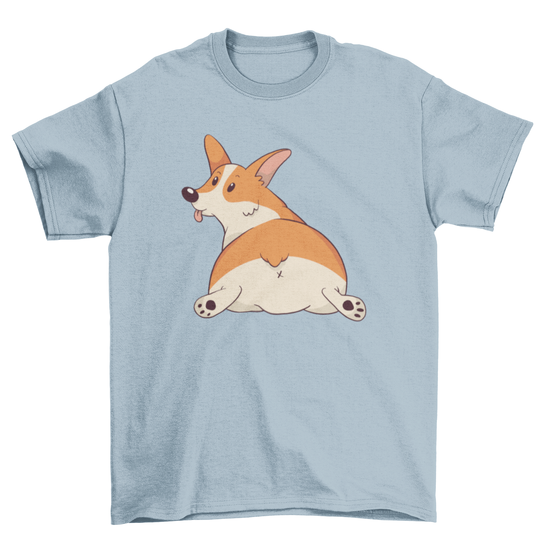 A cute corgi graphic printed on a soft t-shirt, perfect for animal lovers.