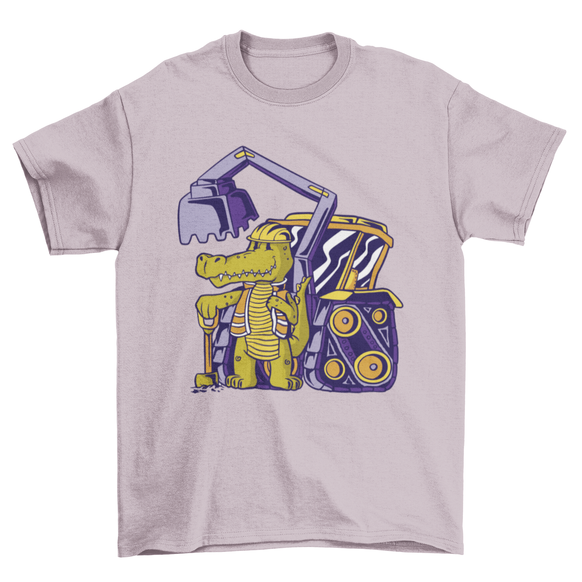 Cute crocodile worker t-shirt featuring a crocodile with an excavator design, perfect for construction lovers.