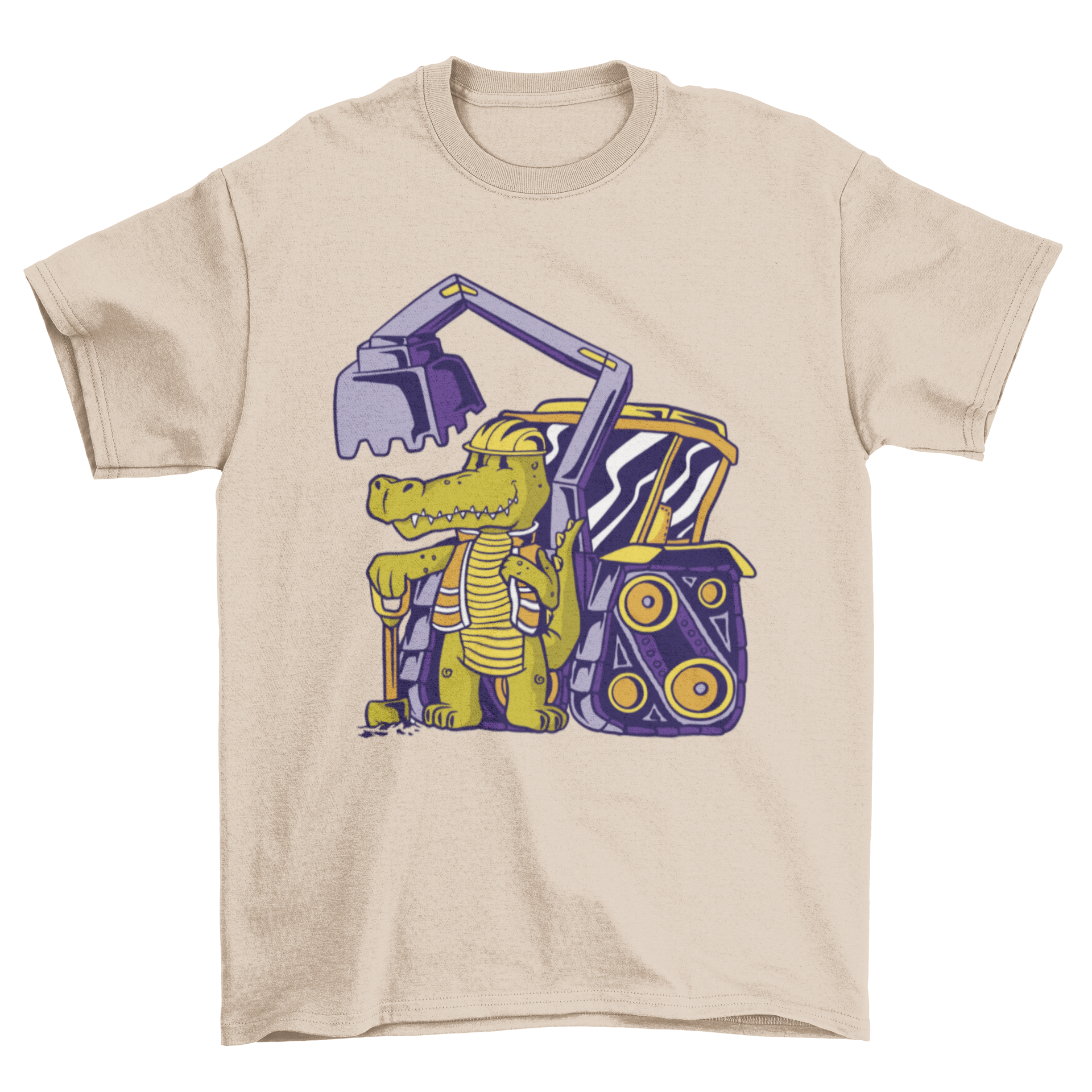 Cute crocodile worker t-shirt featuring a crocodile with an excavator design, perfect for construction lovers.