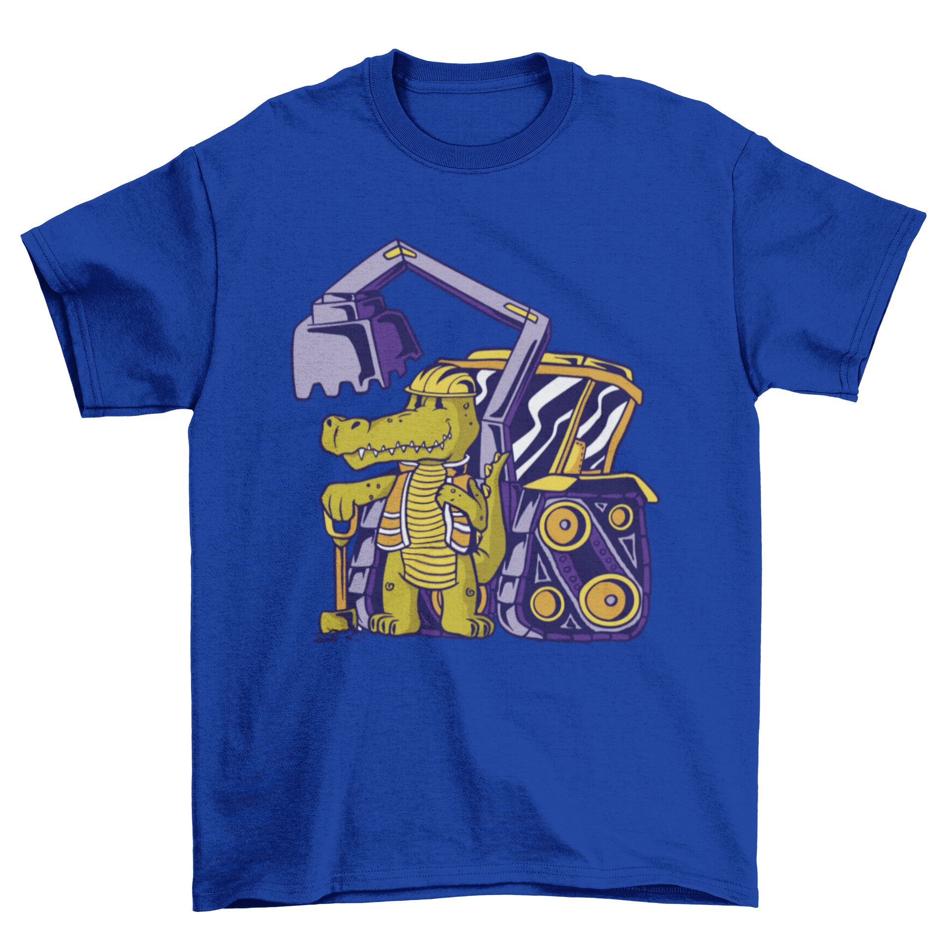 Cute crocodile worker t-shirt featuring a crocodile with an excavator design, perfect for construction lovers.