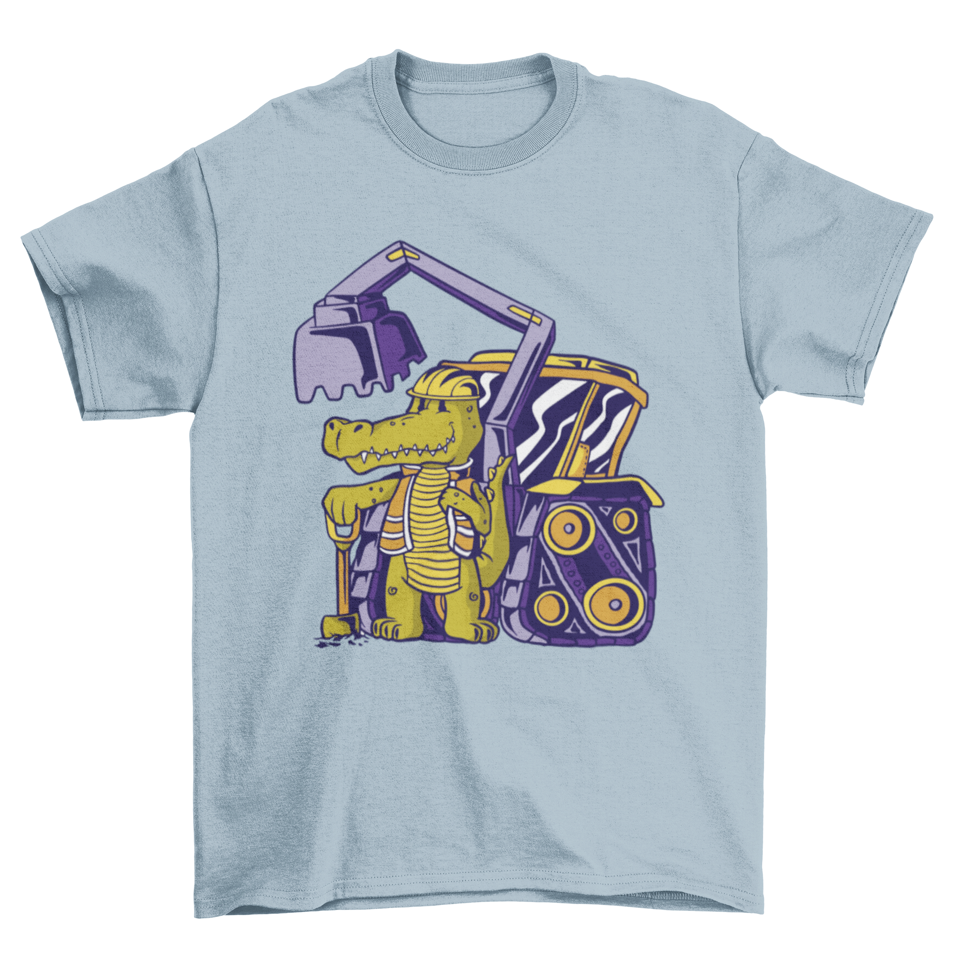 Cute crocodile worker t-shirt featuring a crocodile with an excavator design, perfect for construction lovers.