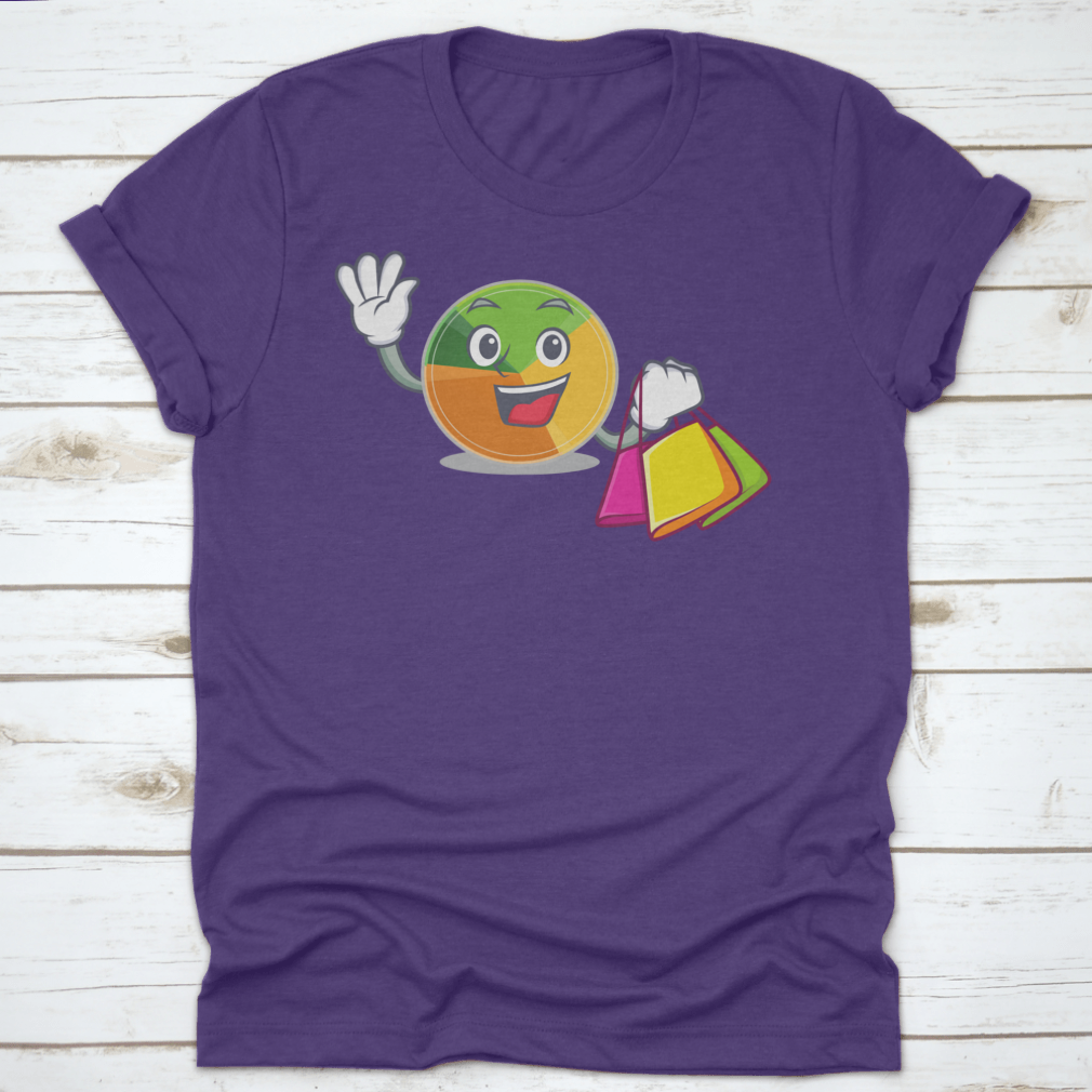 A playful t-shirt featuring a happy pie chart character waving and holding, designed for comfort and style.