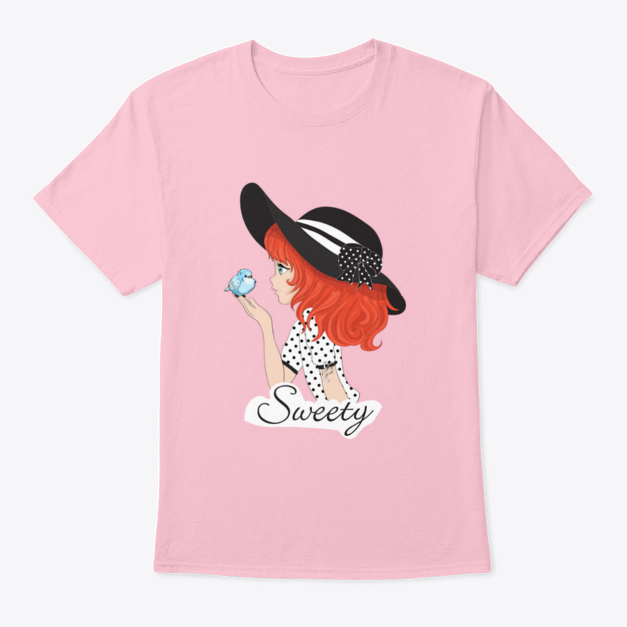 A charming cartoon illustration of a cute girl wearing a hat, showcasing a romantic hand-drawn style, perfect for posters.