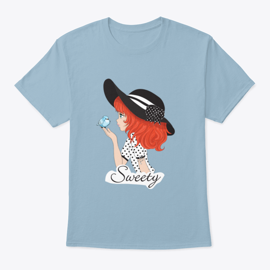 A charming cartoon illustration of a cute girl wearing a hat, showcasing a romantic hand-drawn style, perfect for posters.