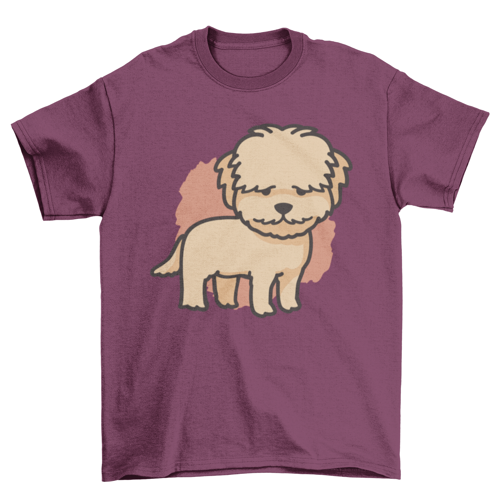 A cute Goldendoodle dog graphic on a stylish t-shirt, perfect for dog lovers.