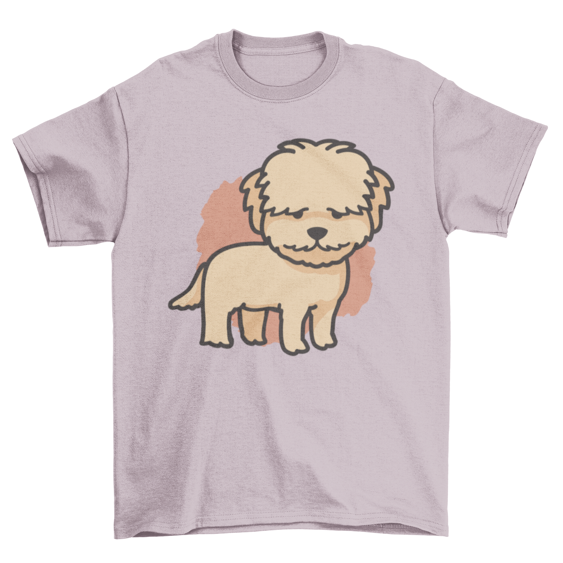 A cute Goldendoodle dog graphic on a stylish t-shirt, perfect for dog lovers.