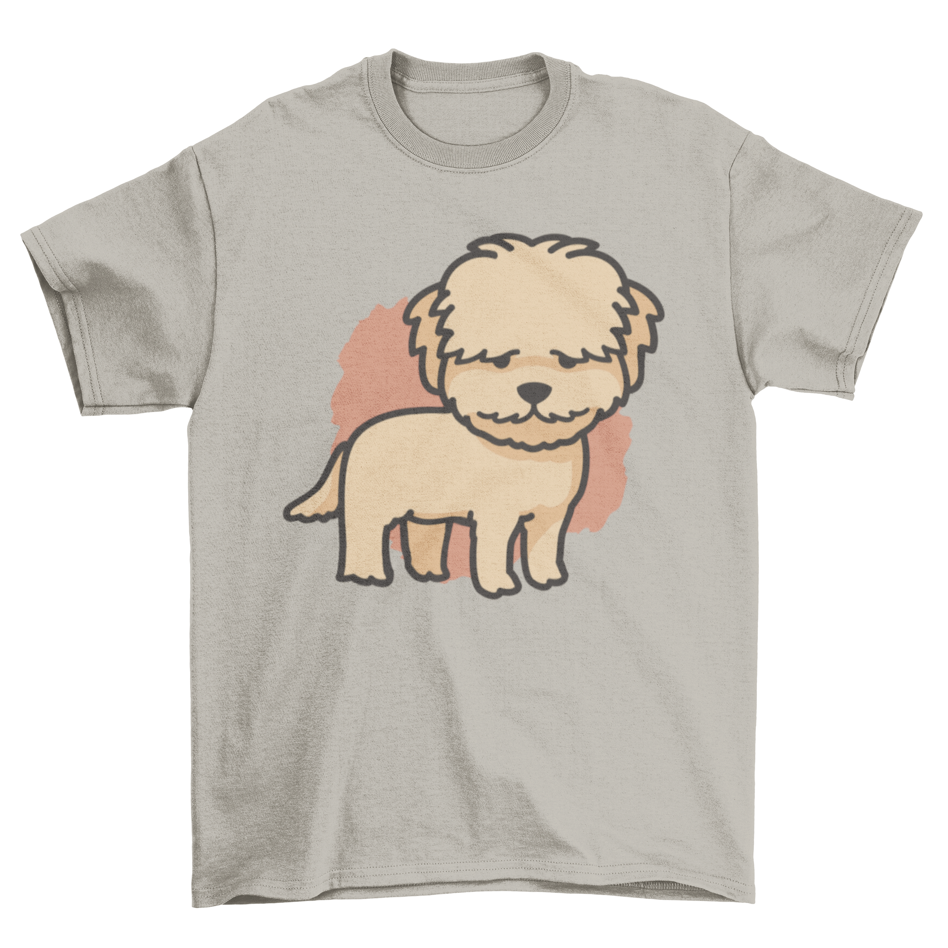 A cute Goldendoodle dog graphic on a stylish t-shirt, perfect for dog lovers.