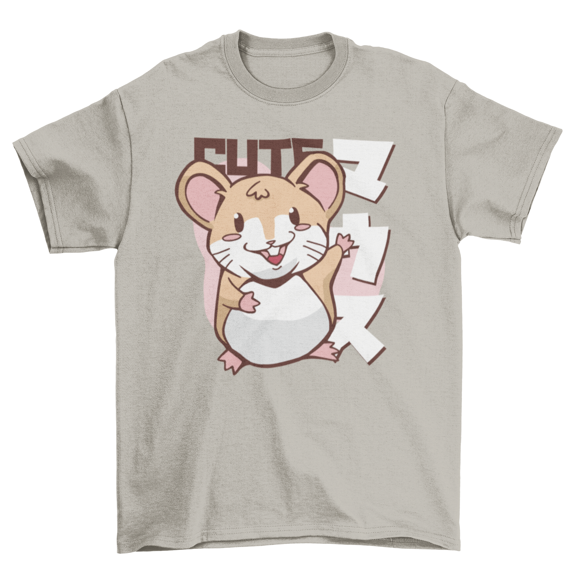 Cute Kawaii mouse cartoon t-shirt featuring an anime-style illustration of a mouse, perfect for casual wear.