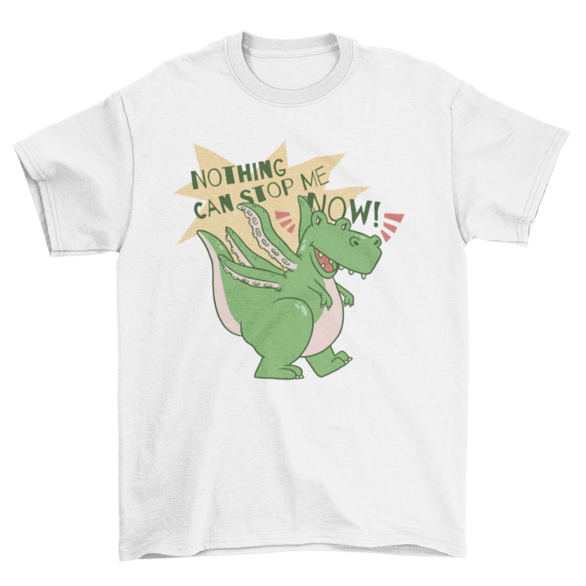 Cute monster t-rex t-shirt featuring a t-rex with tentacles and a motivational quote.