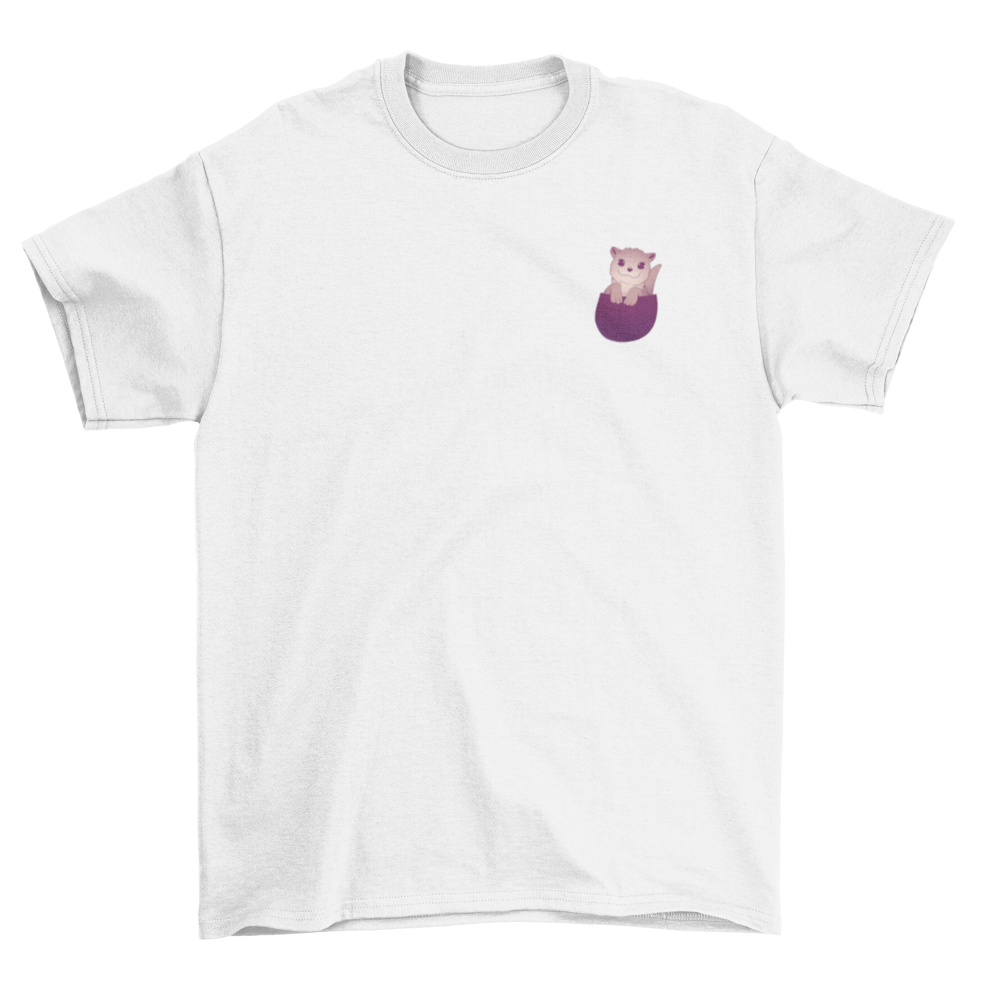 A cute t-shirt featuring a smiling otter peeking out of a pocket, showcasing a playful and whimsical design.