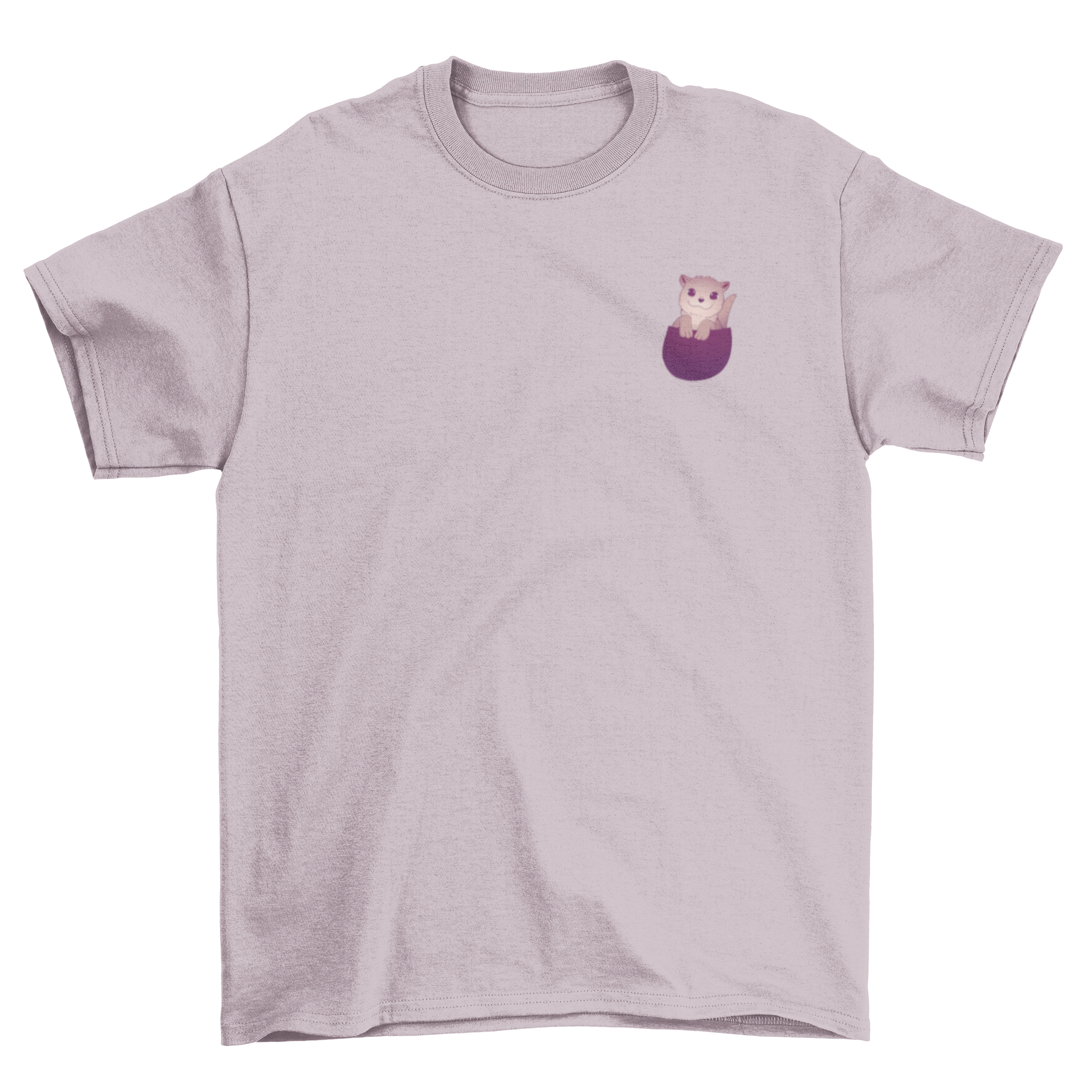 A cute t-shirt featuring a smiling otter peeking out of a pocket, showcasing a playful and whimsical design.