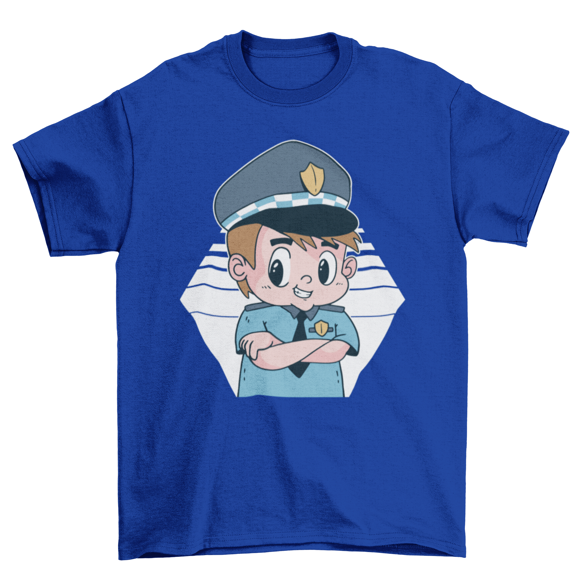 Cute Police Cartoon T-shirt featuring a playful kid police officer design, perfect for children's casual wear.