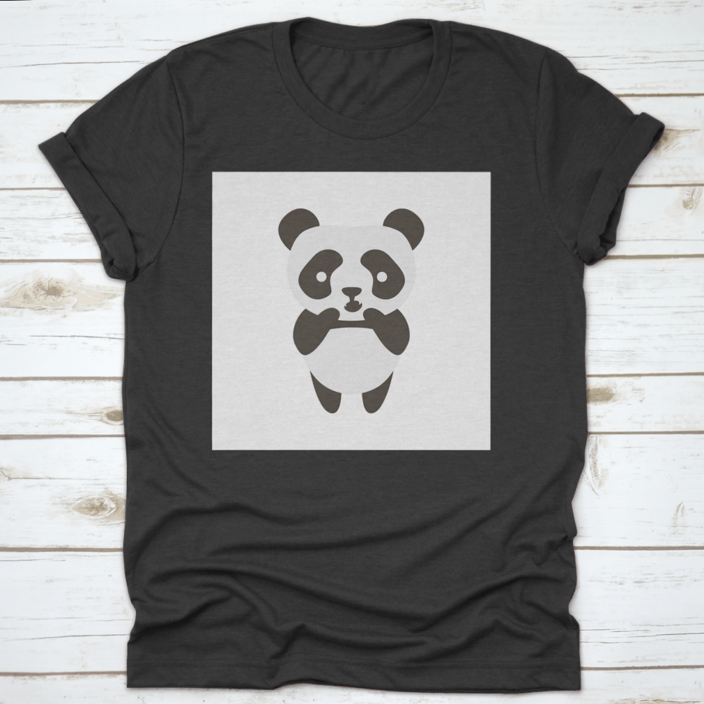 Cute scared panda flat illustration on a shirt, showcasing a playful design perfect for casual wear.