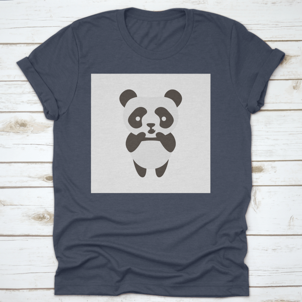 Cute scared panda flat illustration on a shirt, showcasing a playful design perfect for casual wear.