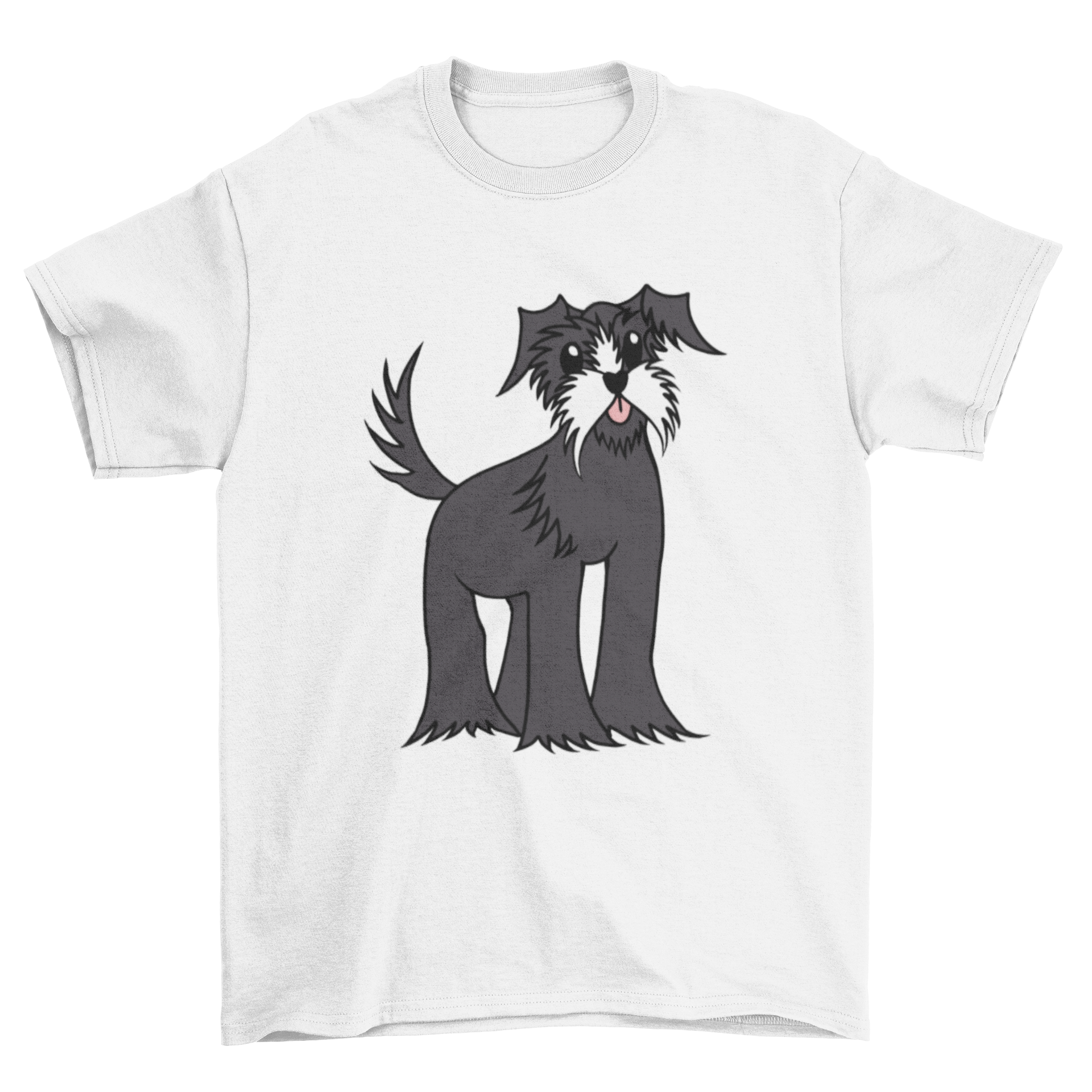 Cute schnauzer graphic on a stylish t-shirt design, perfect for dog lovers.