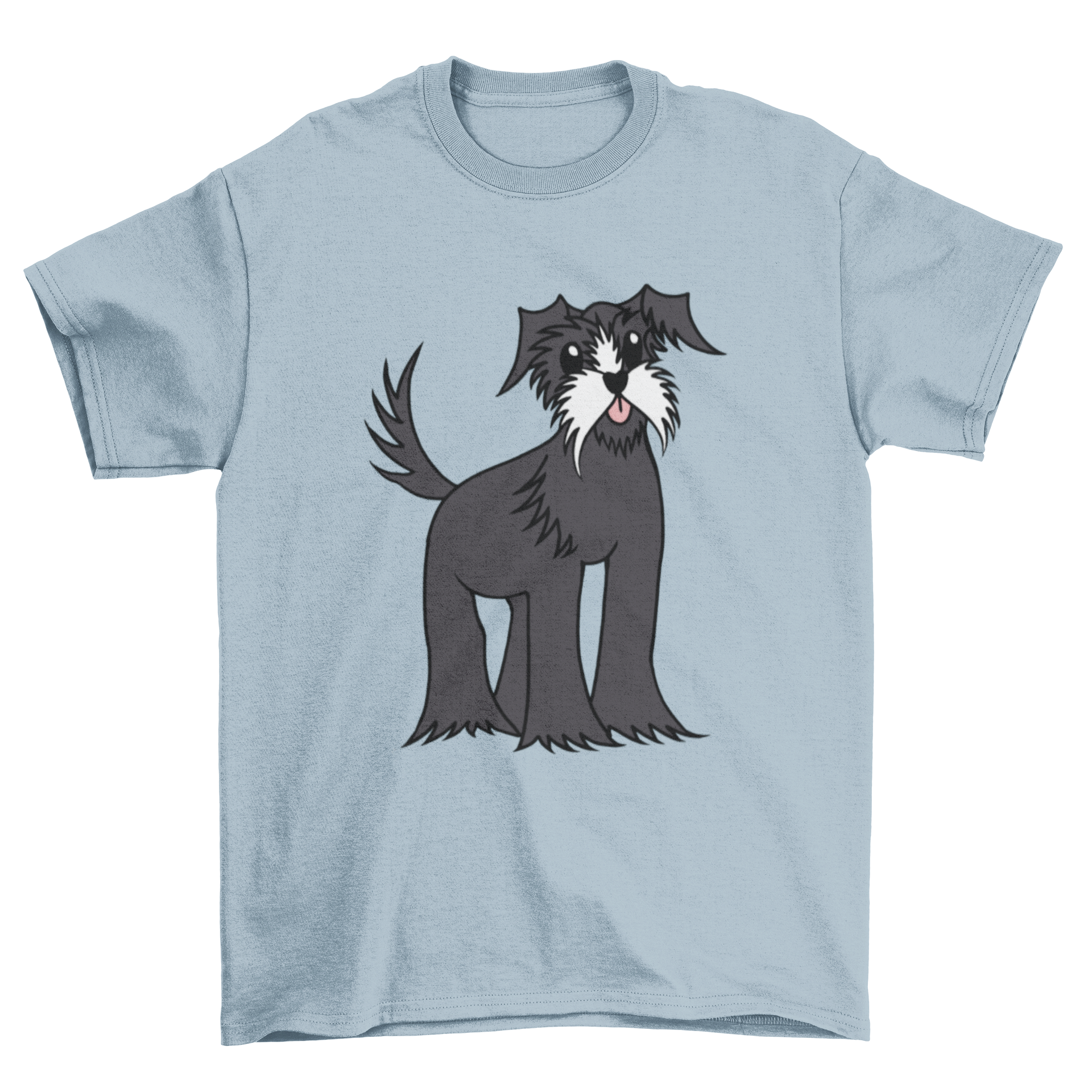 Cute schnauzer graphic on a stylish t-shirt design, perfect for dog lovers.