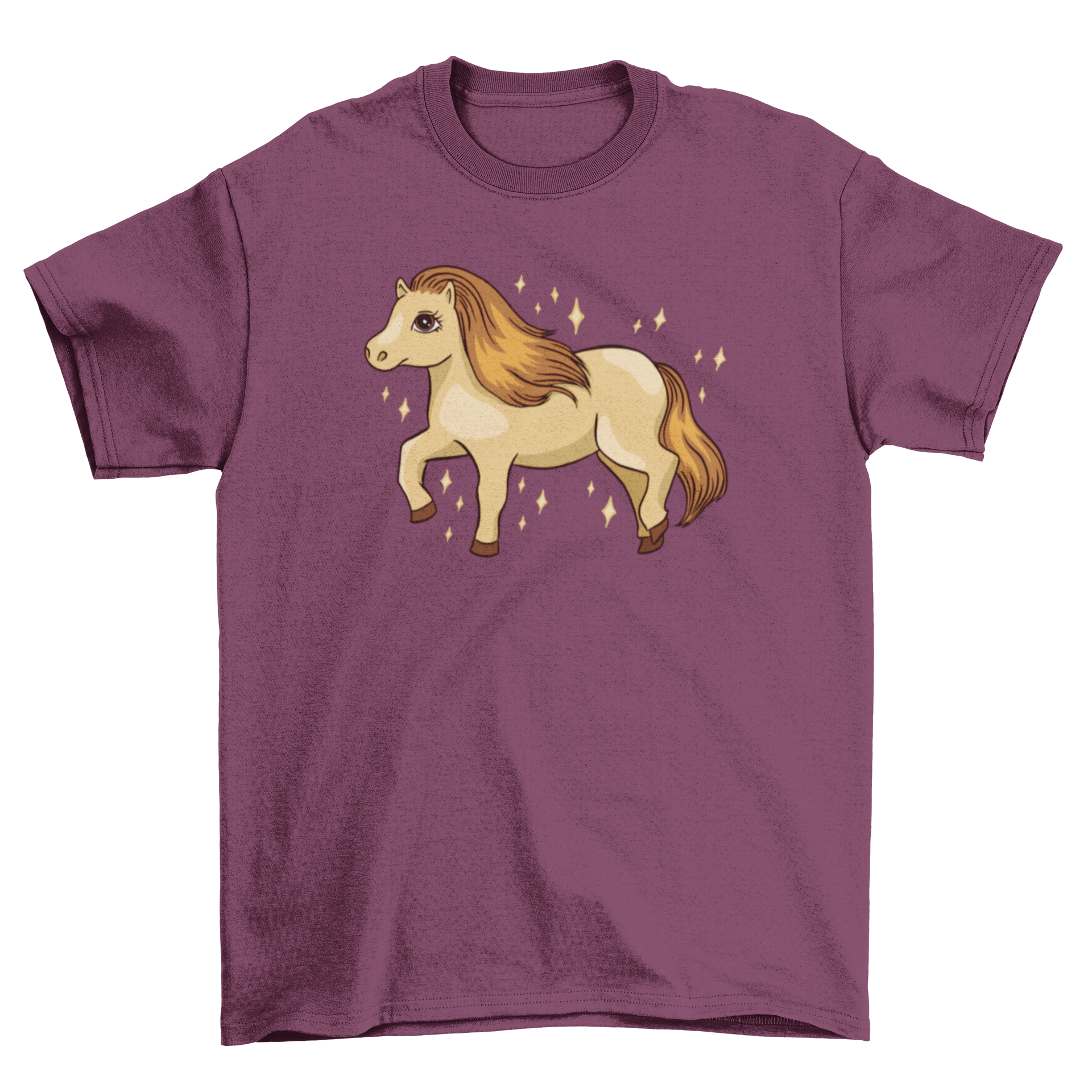 Cute Shetland Pony T-shirt featuring an adorable pony illustration on a soft fabric.