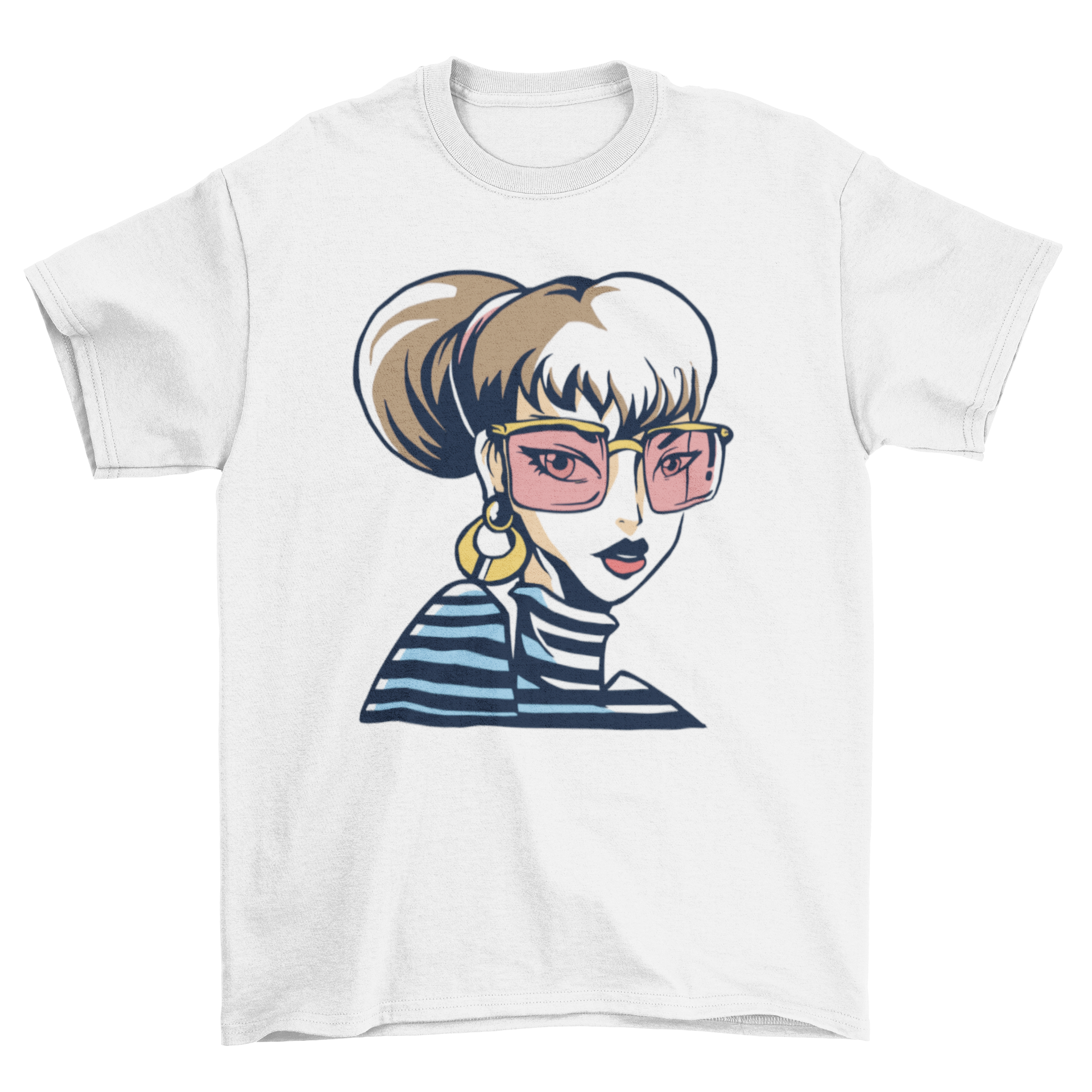 Cute t-shirt featuring a fashionable girl wearing stylish sunglasses, perfect for trendy casual wear.