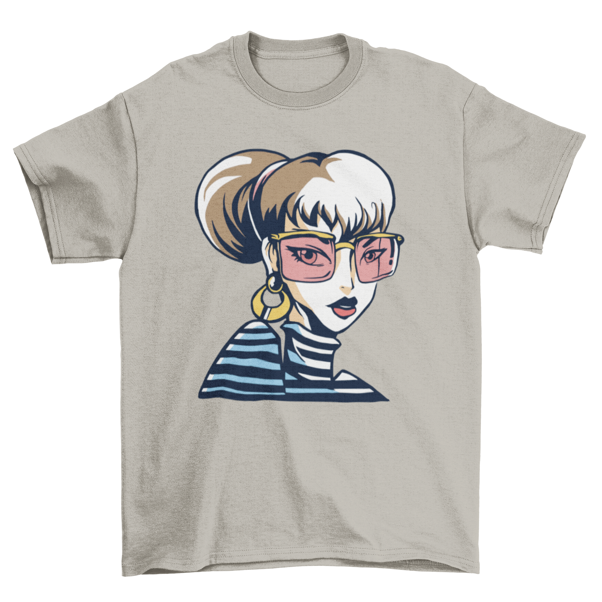 Cute t-shirt featuring a fashionable girl wearing stylish sunglasses, perfect for trendy casual wear.