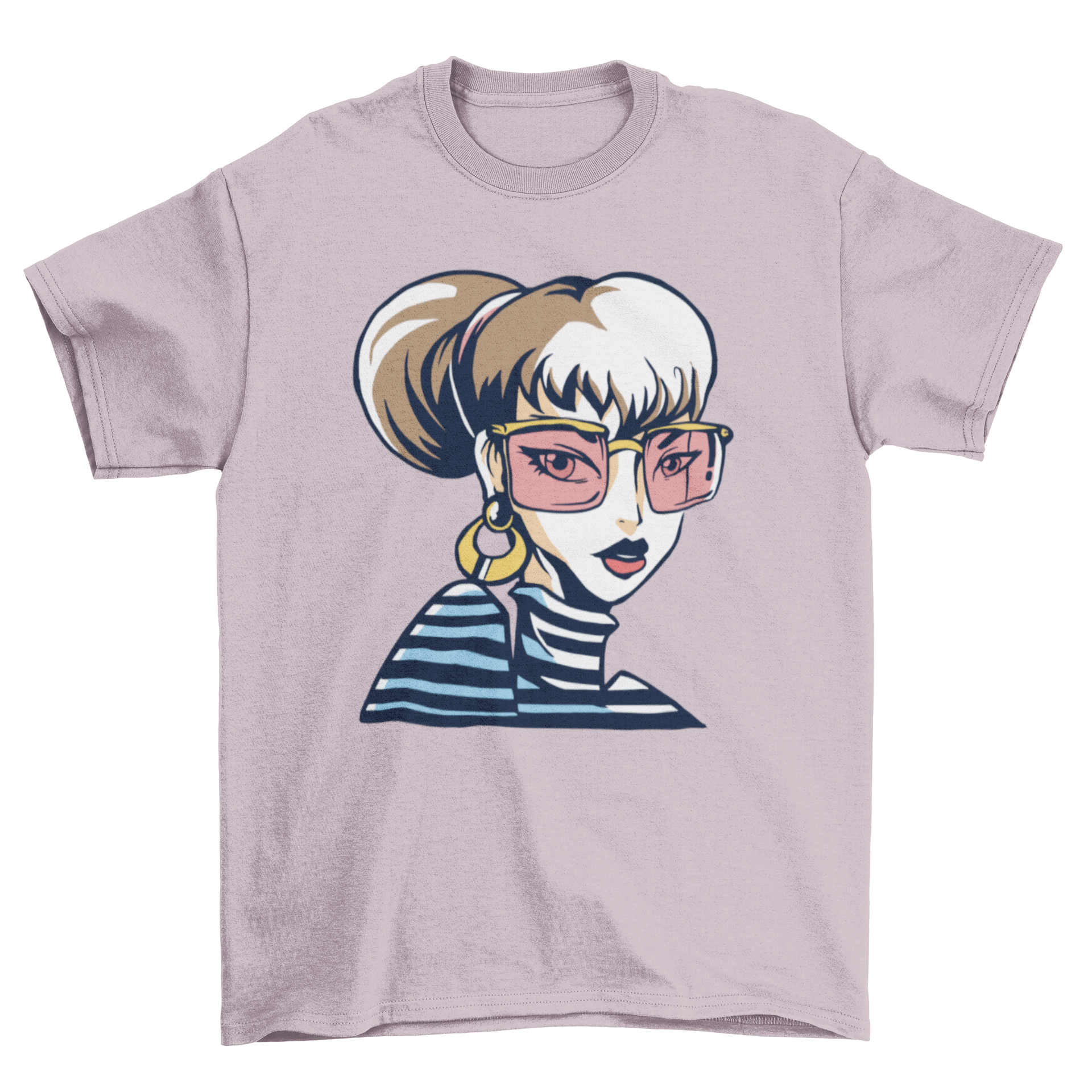 Cute t-shirt featuring a fashionable girl wearing stylish sunglasses, perfect for trendy casual wear.