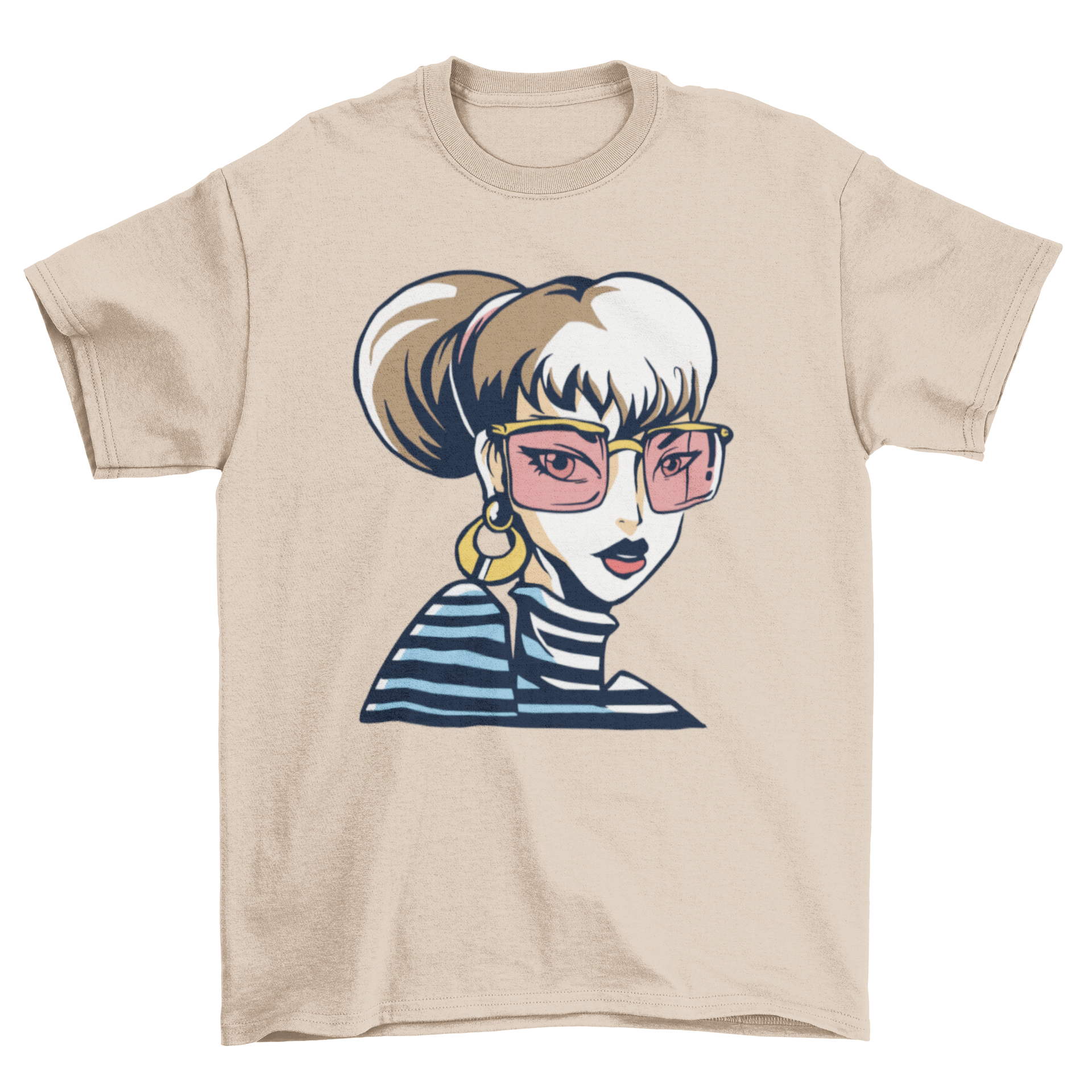 Cute t-shirt featuring a fashionable girl wearing stylish sunglasses, perfect for trendy casual wear.