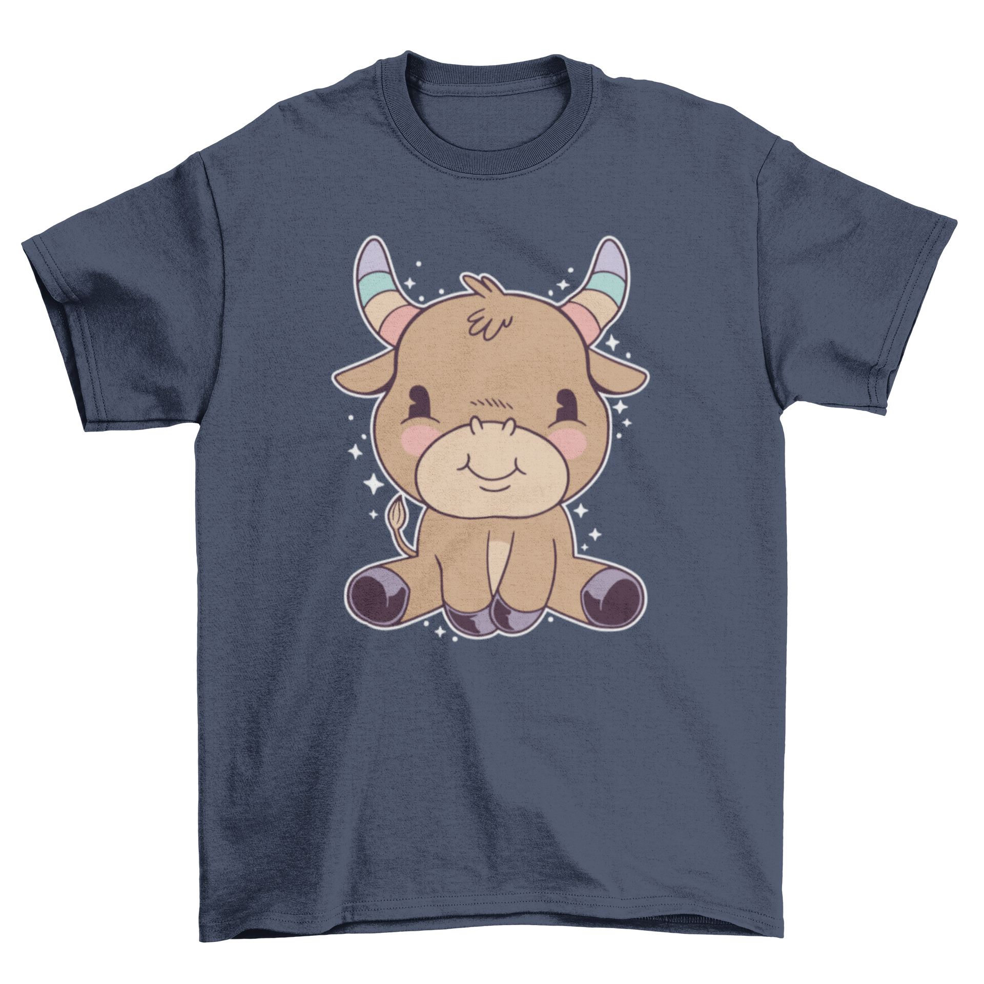 Cute Taurus t-shirt featuring a cartoon illustration of the Taurus zodiac sign, perfect for astrology enthusiasts.