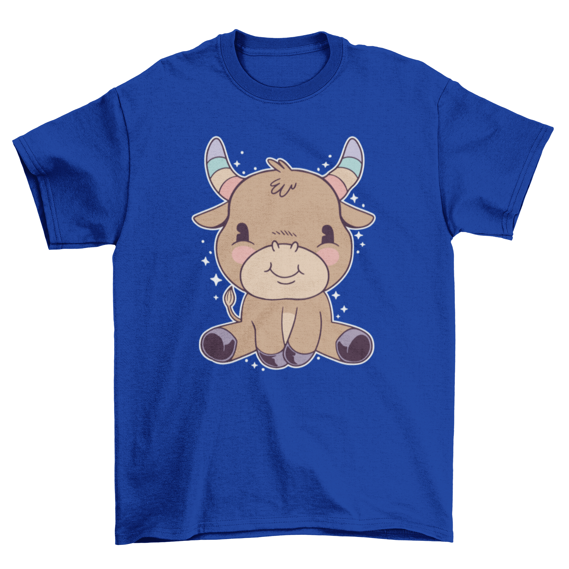 Cute Taurus t-shirt featuring a cartoon illustration of the Taurus zodiac sign, perfect for astrology enthusiasts.