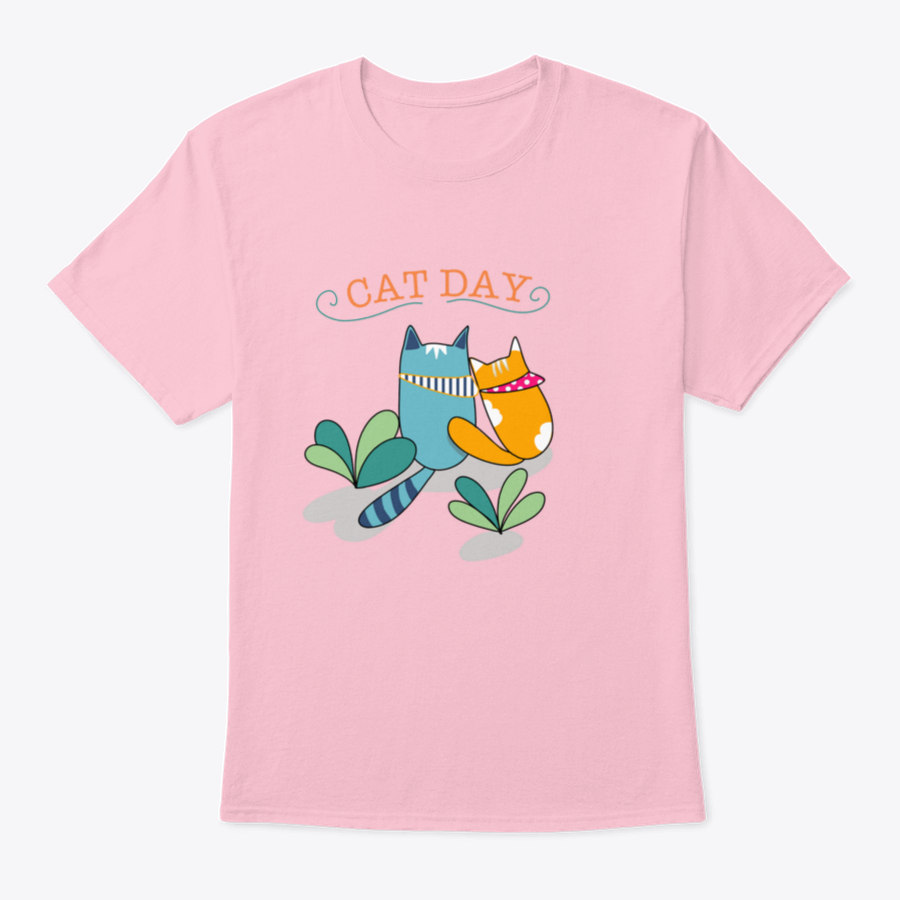 A cute t-shirt featuring two cats: one orange like a ginger cat and one in blue color, showcasing a playful design.