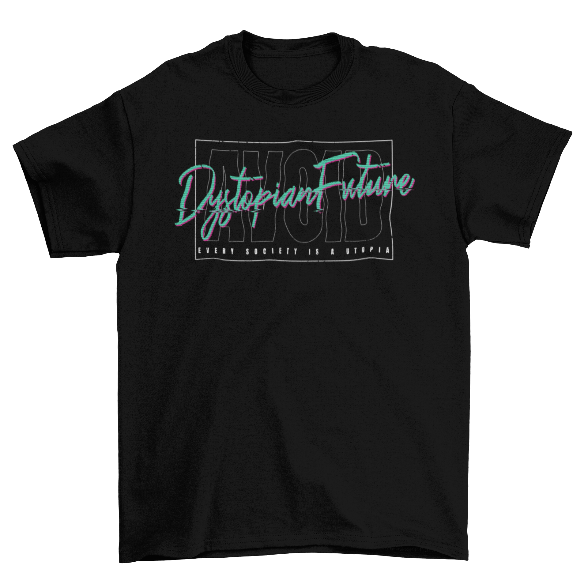 A stylish Cyberpunk t-shirt featuring a vibrant design with editable text, perfect for creative expression.