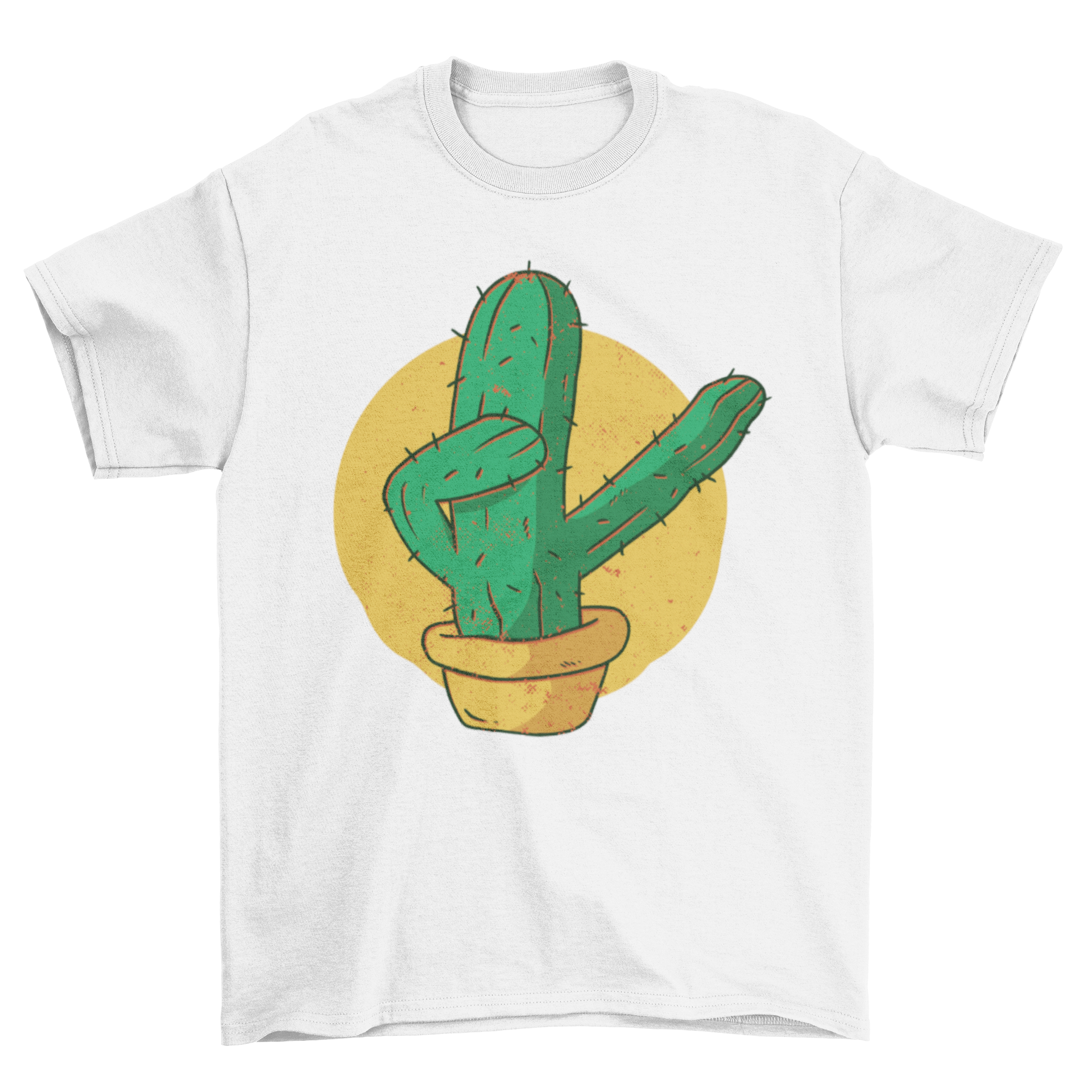 A stylish Dabbing Cactus T-Shirt featuring a playful cactus illustration in a dabbing pose, perfect for casual wear.