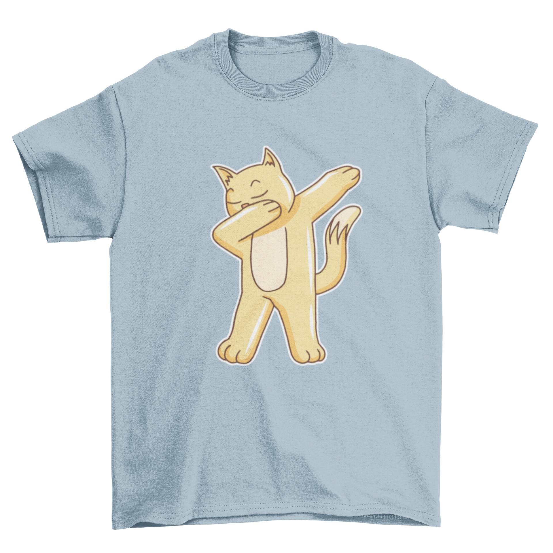 A playful dabbing cat graphic on a stylish t-shirt, showcasing a fun design for cat lovers.