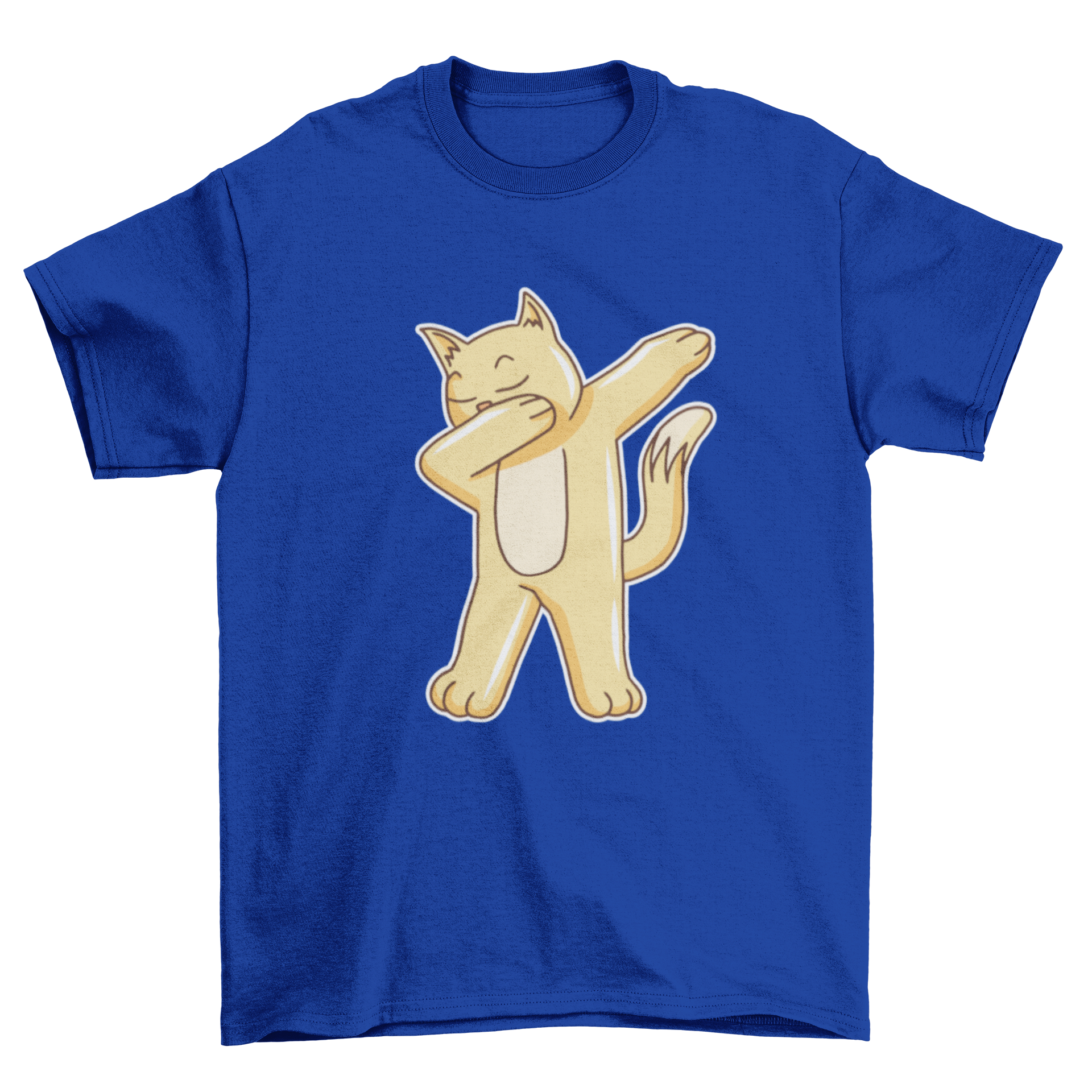 A playful dabbing cat graphic on a stylish t-shirt, showcasing a fun design for cat lovers.