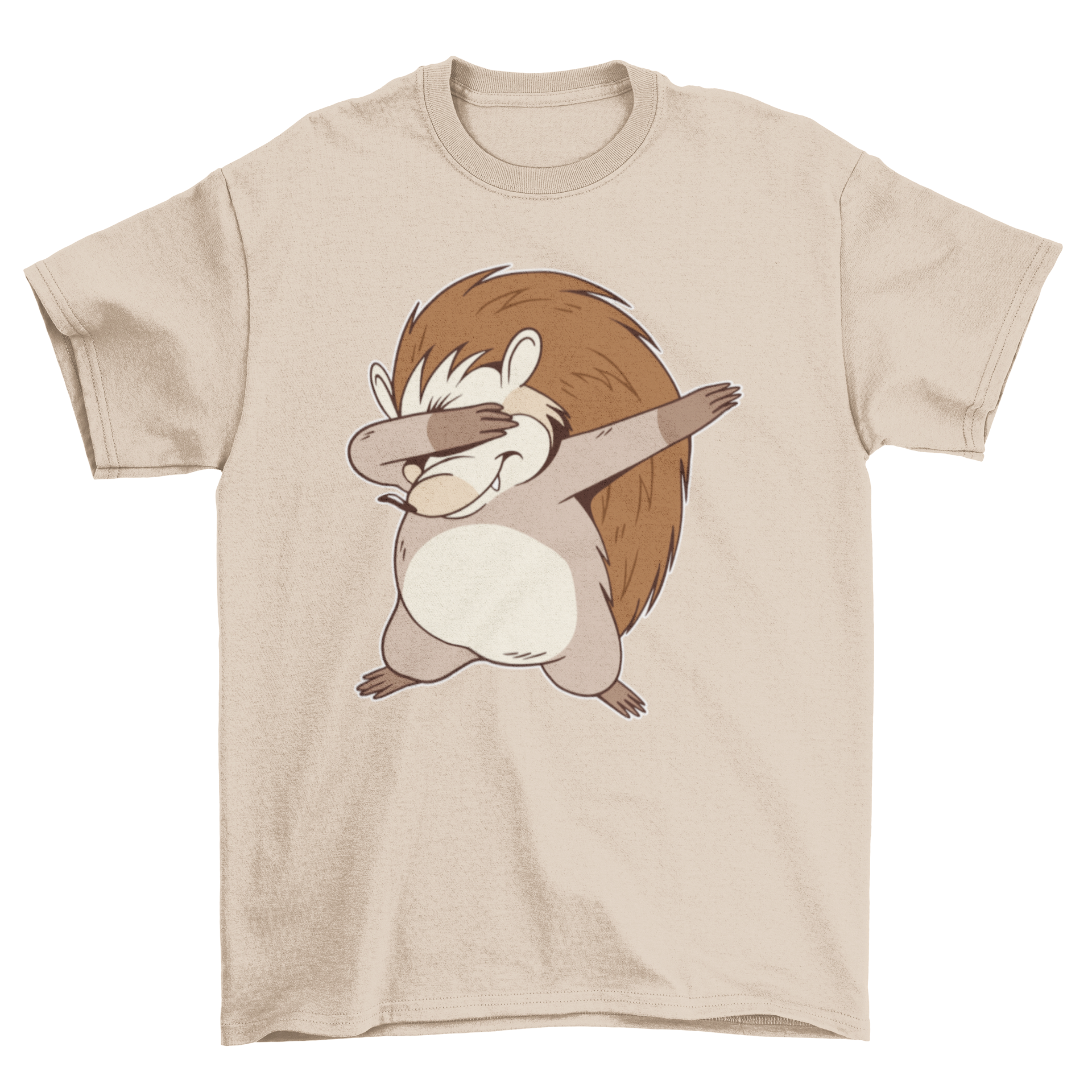 A playful Dabbing Hedgehog T-shirt featuring a cute hedgehog in a dabbing pose, perfect for casual wear.