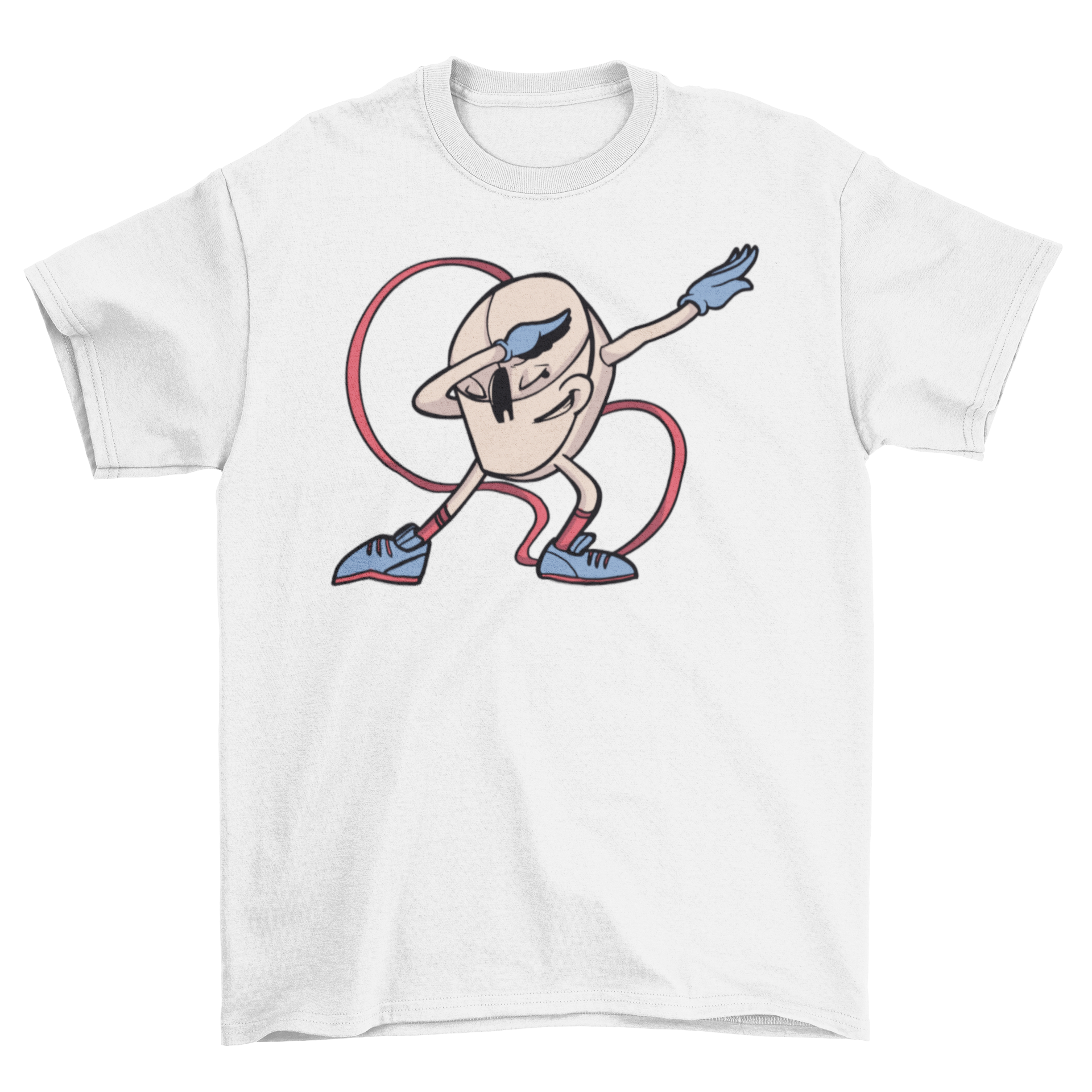 A humorous t-shirt featuring a cartoon illustration of a computer mouse dabbing, showcasing a fun and quirky design.