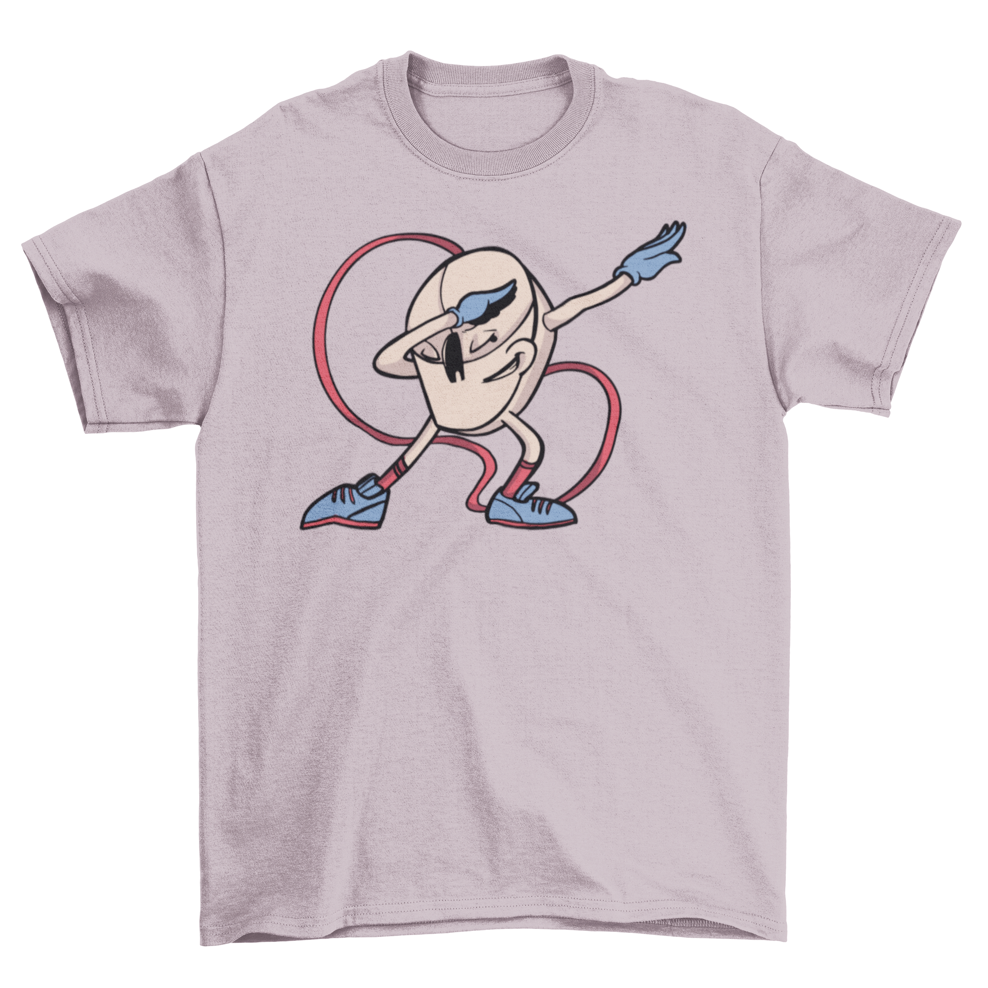 A humorous t-shirt featuring a cartoon illustration of a computer mouse dabbing, showcasing a fun and quirky design.