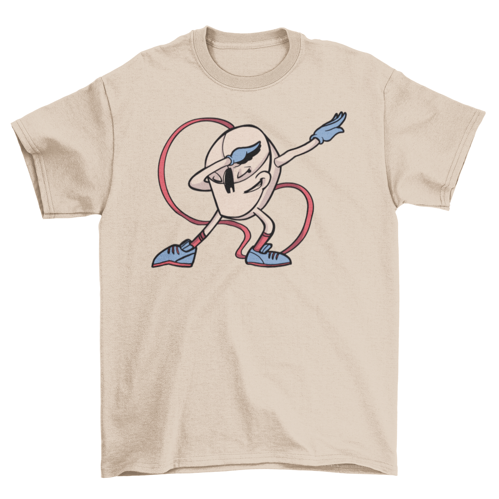 A humorous t-shirt featuring a cartoon illustration of a computer mouse dabbing, showcasing a fun and quirky design.