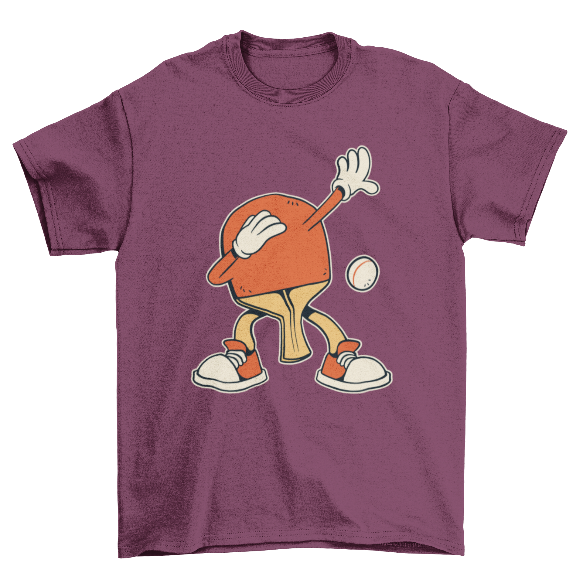 A stylish t-shirt featuring a ping-pong racket dabbing, perfect for sports enthusiasts.