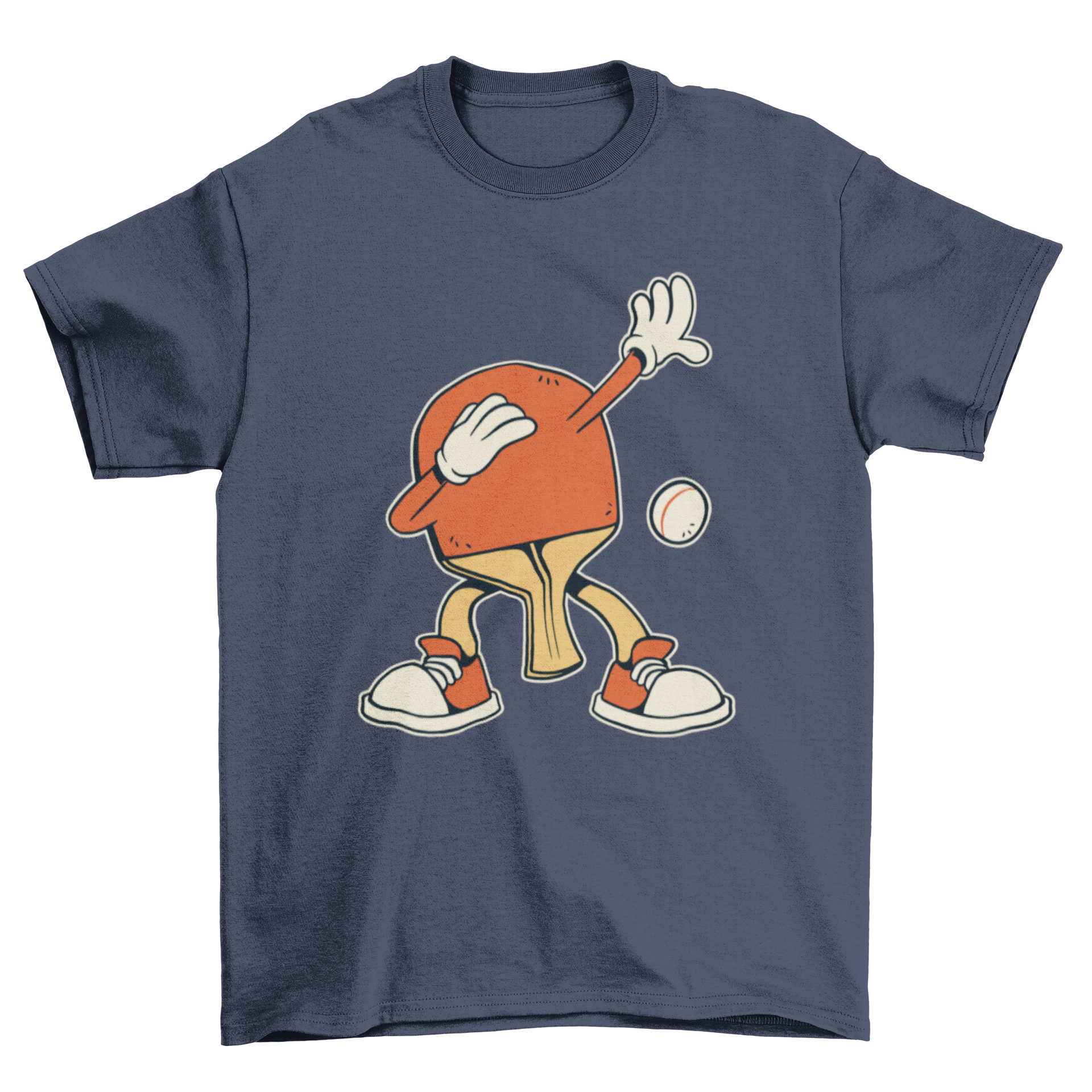 A stylish t-shirt featuring a ping-pong racket dabbing, perfect for sports enthusiasts.