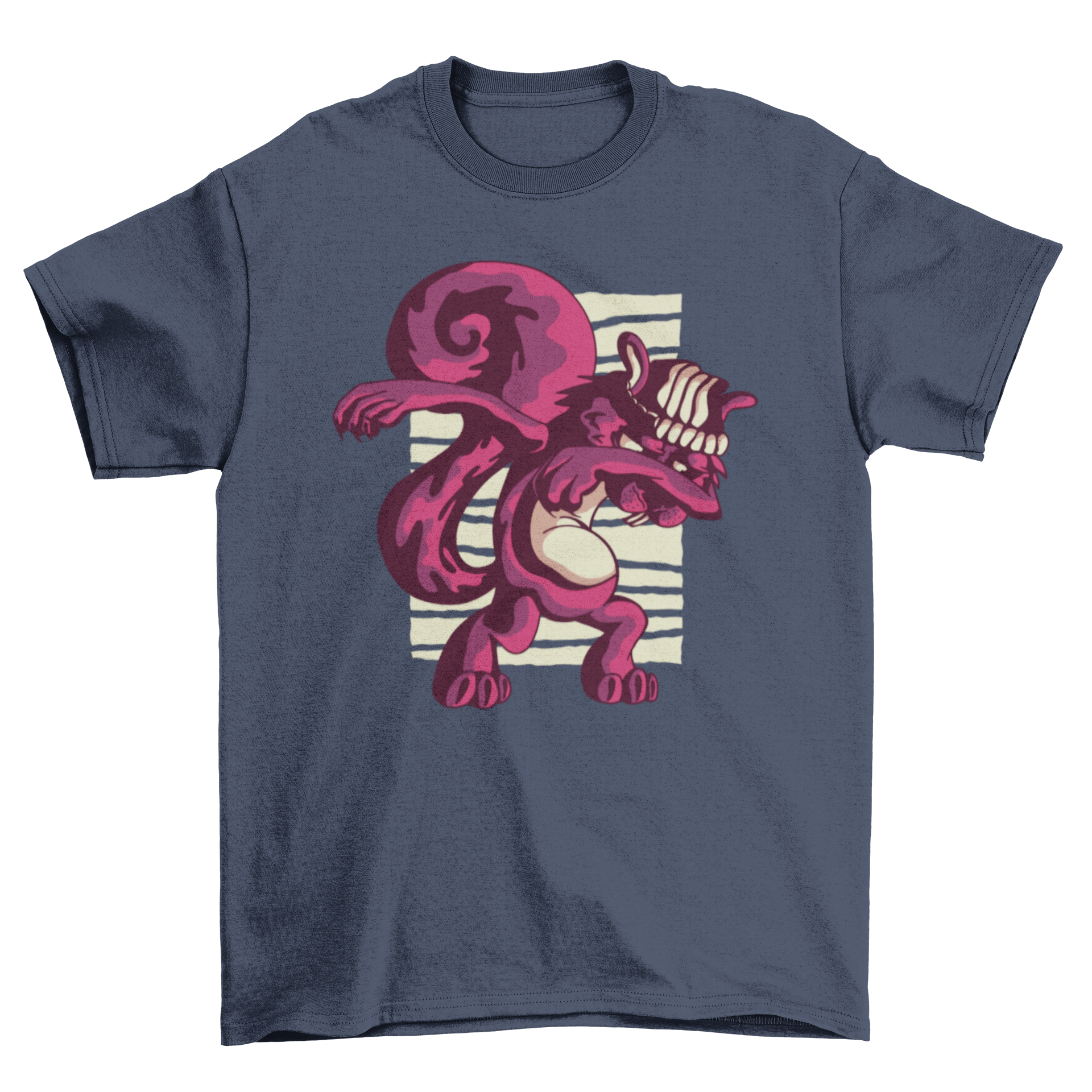 A playful t-shirt featuring a cartoon squirrel dabbing, showcasing a fun and unique design.