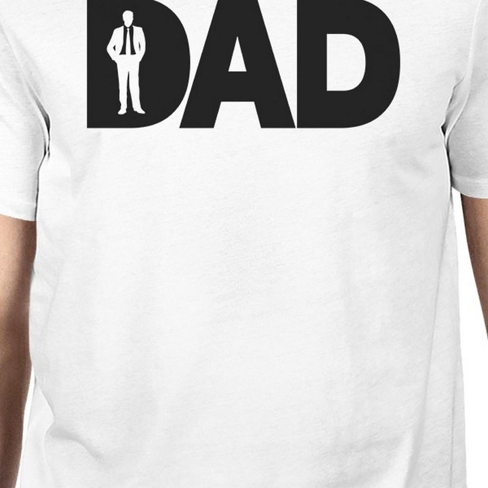 A white t-shirt featuring a funny design for busy dads, made of 100% ring spun cotton, perfect for Father's Day gifts.