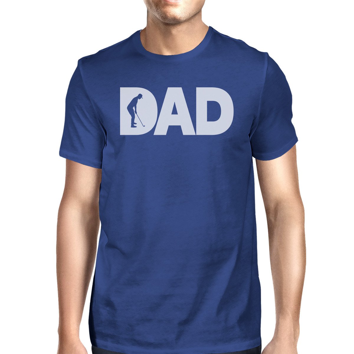 Dad Golf Men's Blue Cute Graphic Tee featuring a unique graphic design, made from 100% ring spun cotton for comfort.