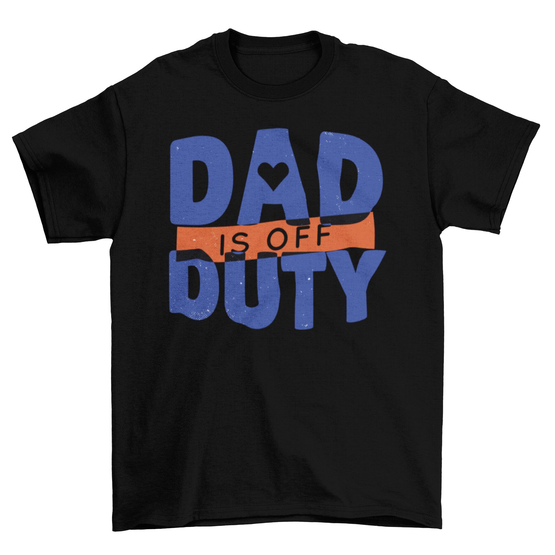 A stylish blue and red t-shirt with the quote 'Dad is off duty' printed on it, perfect for casual wear.