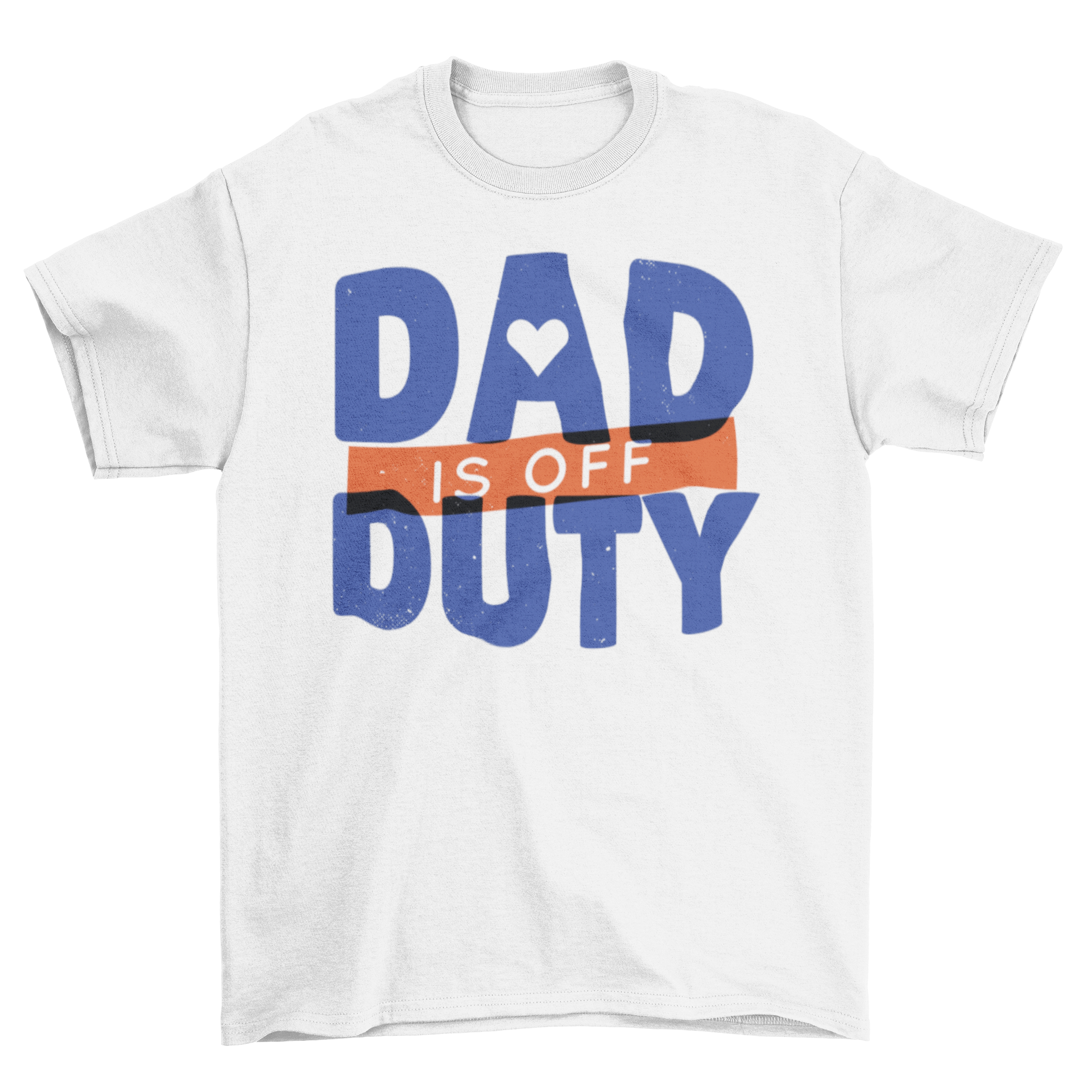 A stylish blue and red t-shirt with the quote 'Dad is off duty' printed on it, perfect for casual wear.