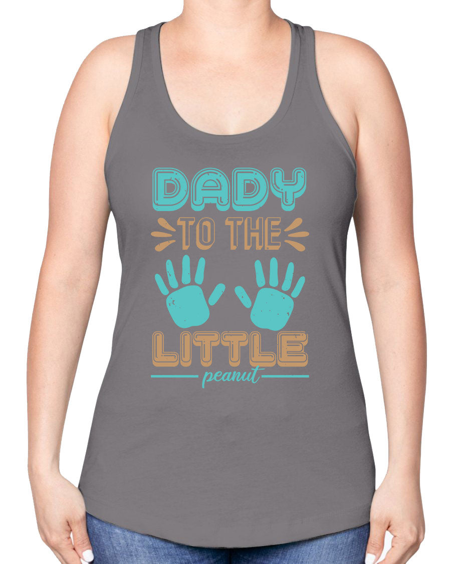 Dady to the Little Peanut Racerback Tank for baby shower, featuring a soft cotton-polyester blend and stylish design.