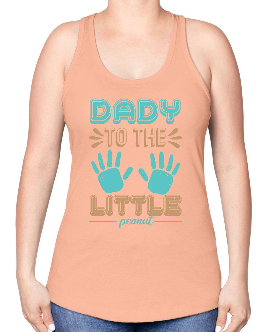 Dady to the Little Peanut Racerback Tank for baby shower, featuring a soft cotton-polyester blend and stylish design.