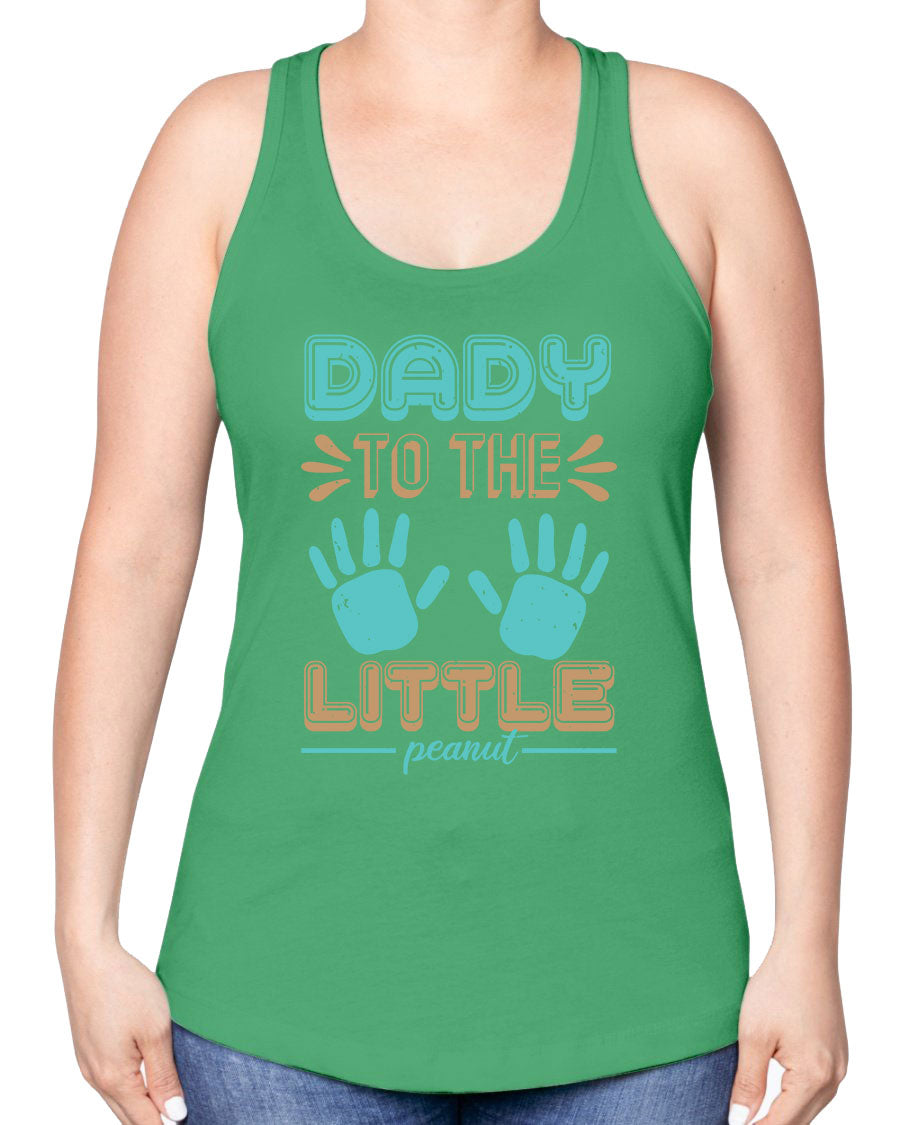 Dady to the Little Peanut Racerback Tank for baby shower, featuring a soft cotton-polyester blend and stylish design.