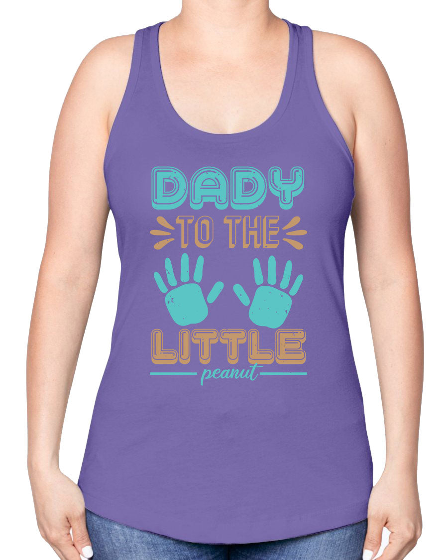 Dady to the Little Peanut Racerback Tank for baby shower, featuring a soft cotton-polyester blend and stylish design.