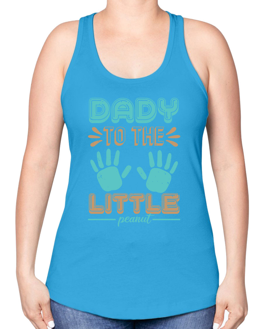 Dady to the Little Peanut Racerback Tank for baby shower, featuring a soft cotton-polyester blend and stylish design.