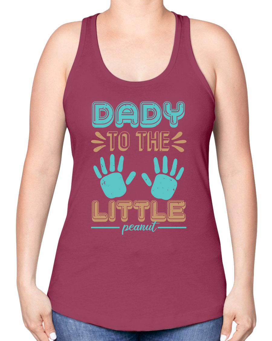 Dady to the Little Peanut Racerback Tank for baby shower, featuring a soft cotton-polyester blend and stylish design.